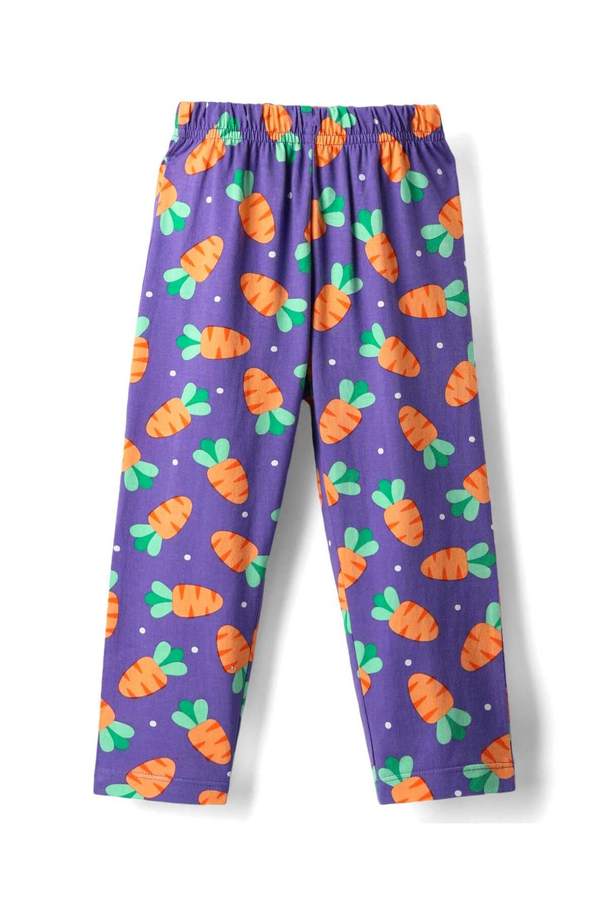 Babyhug-Cotton Knit Half Sleeves Front Open Top and Pajama Set with Carrot Print - Violet 5