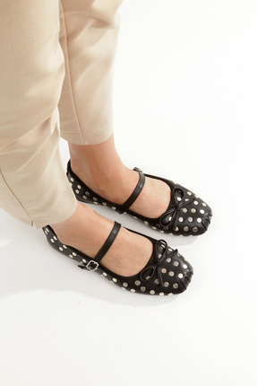 PİMORA '' JANNA '' Siyah Cilt Küt Burunlu Baretli Troklu Ortepedik Babet Yeni...