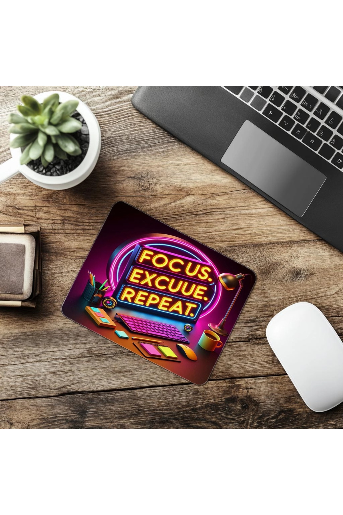 Luluyen-Bright Patterned Office Mousepad Focus Repeat Slogan 19X23 cm 2 mm Rectangular Imported Printed Mouse Pad 6