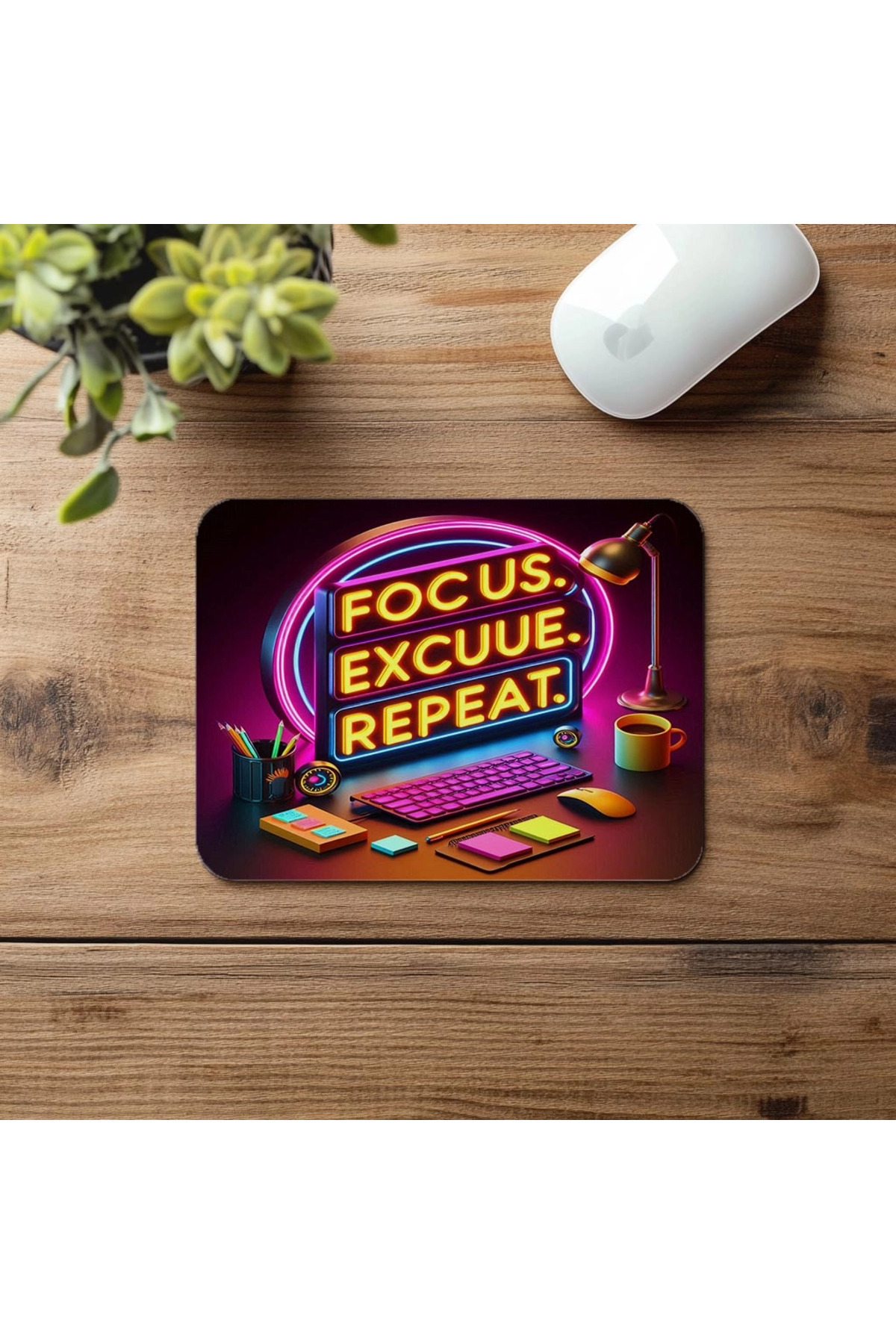 Luluyen-Bright Patterned Office Mousepad Focus Repeat Slogan 19X23 cm 2 mm Rectangular Imported Printed Mouse Pad 4