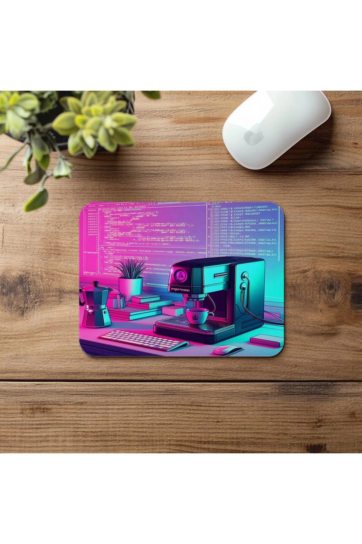 Luluyen-Code Enriched with Espresso Machine 19X23 cm 2 mm Rectangle Imported Printed Mouse Pad 4