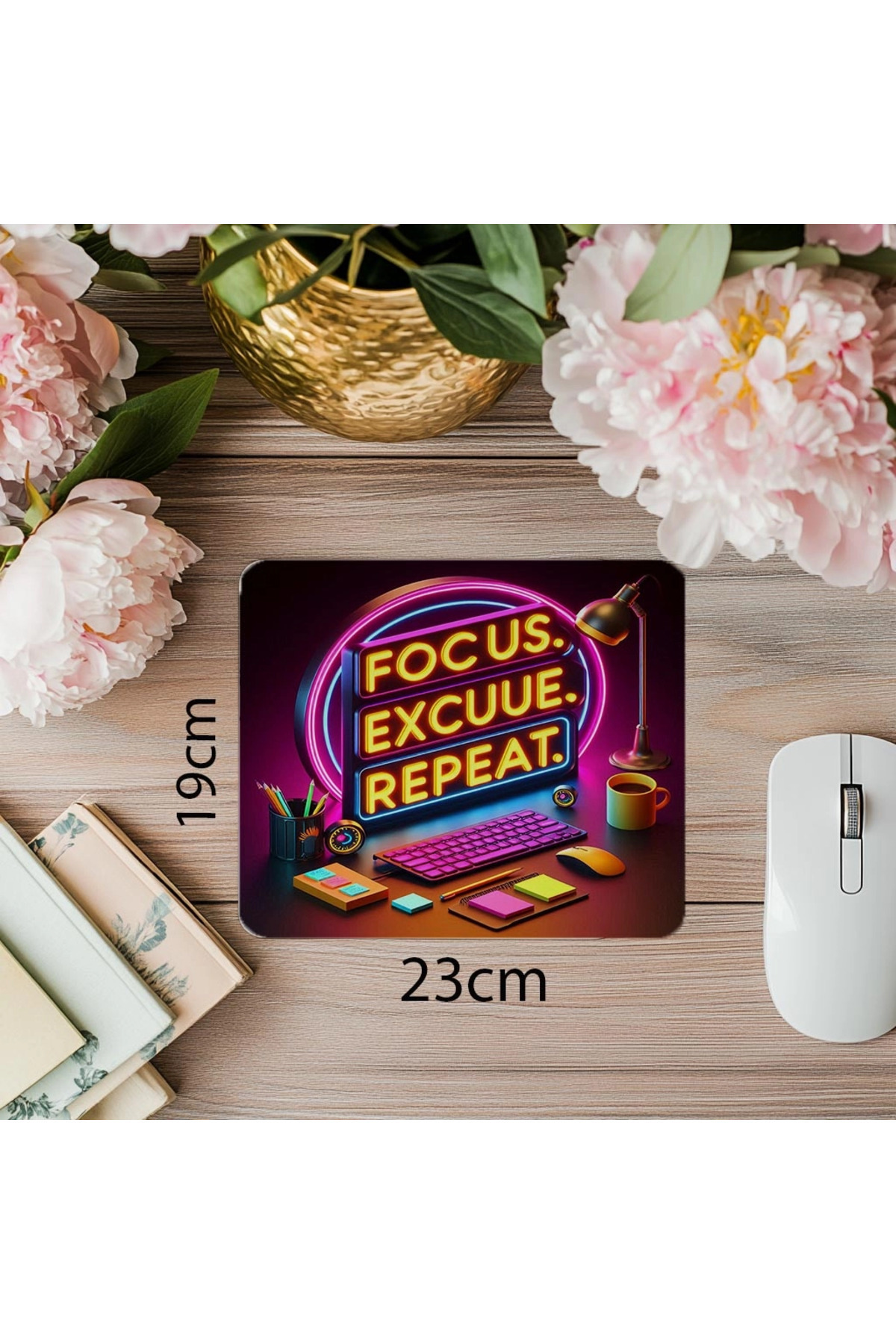 Luluyen-Bright Patterned Office Mousepad Focus Repeat Slogan 19X23 cm 2 mm Rectangular Imported Printed Mouse Pad 1