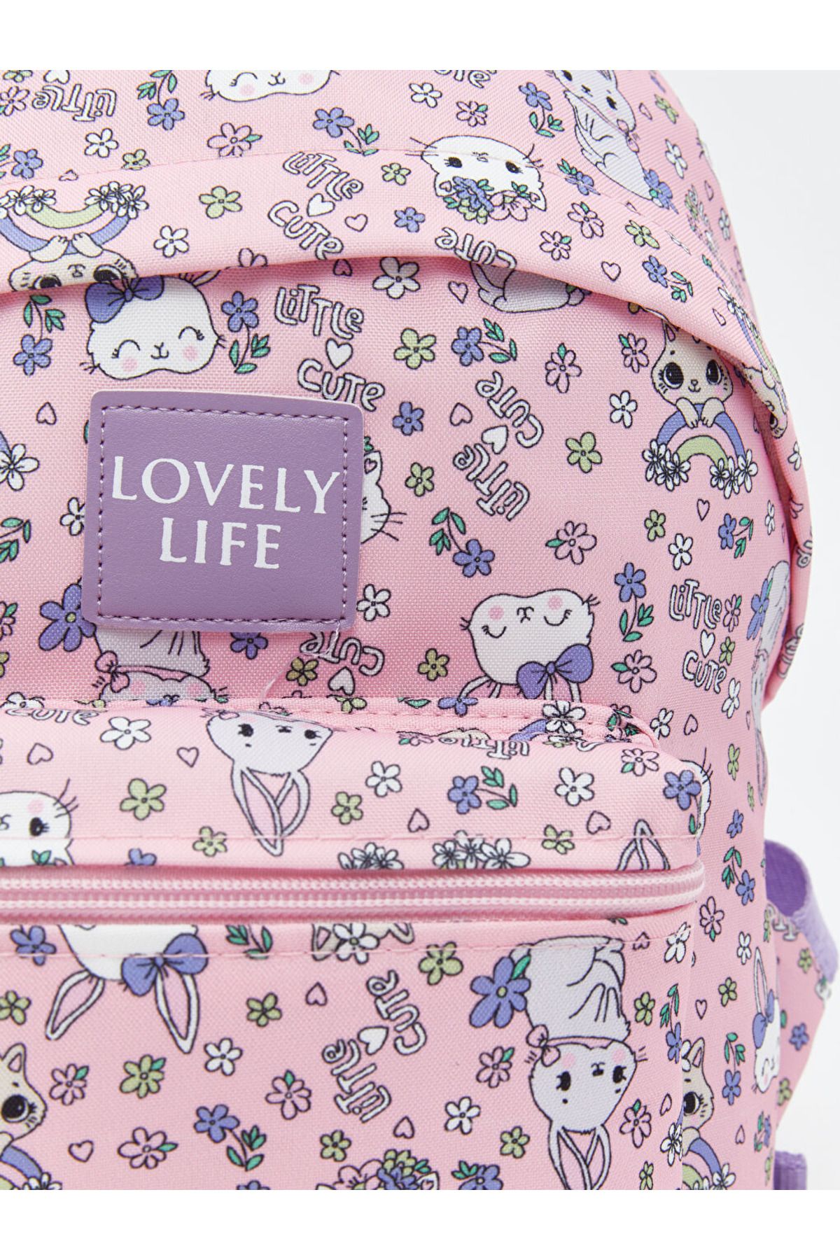 LC Waikiki-Ecru Patterned Girl's Backpack 4