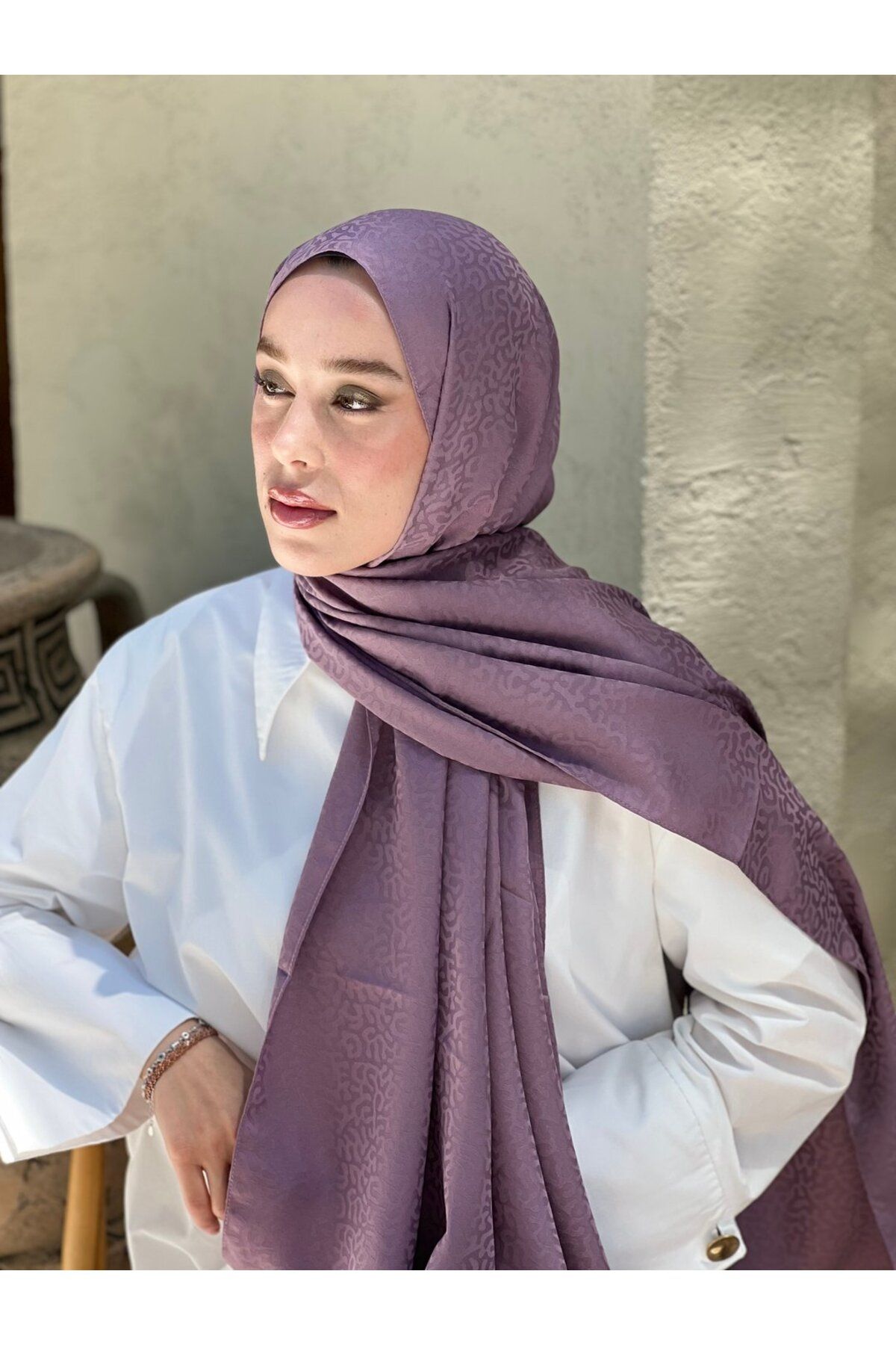 Modakaşmir-Silky Jacquard Series Path Pattern Shawl 3