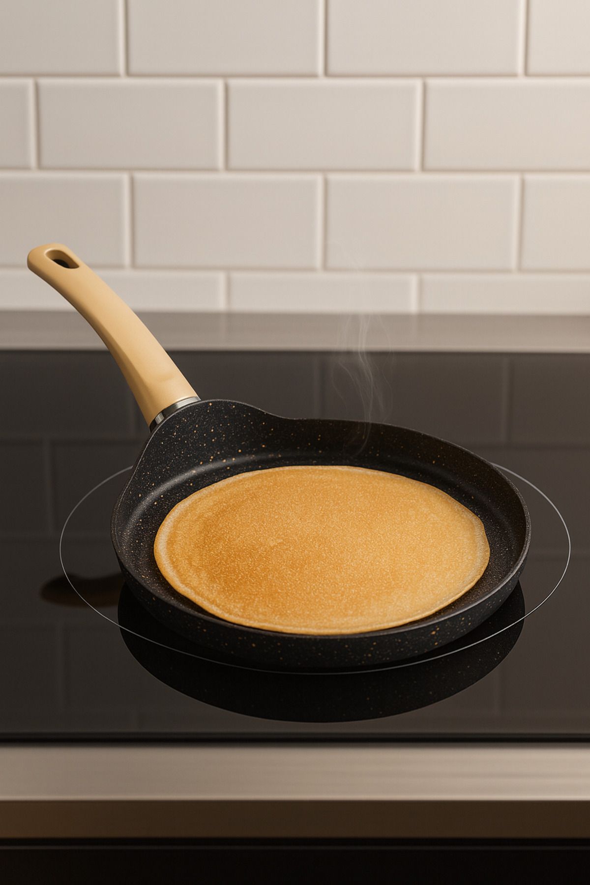 YUNUSOĞLU HOME-Black Granite Crepe Pan 24 cm – Cast Crepe Pan with Fireproof Non-Stick Surface, Ergonomic Handle 2