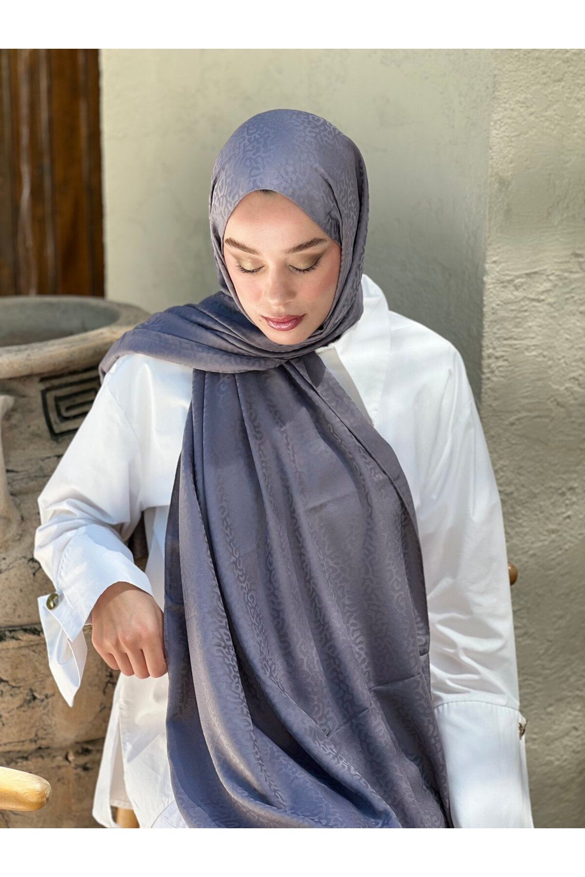 Modakaşmir-Silky Jacquard Series Path Pattern Shawl 3