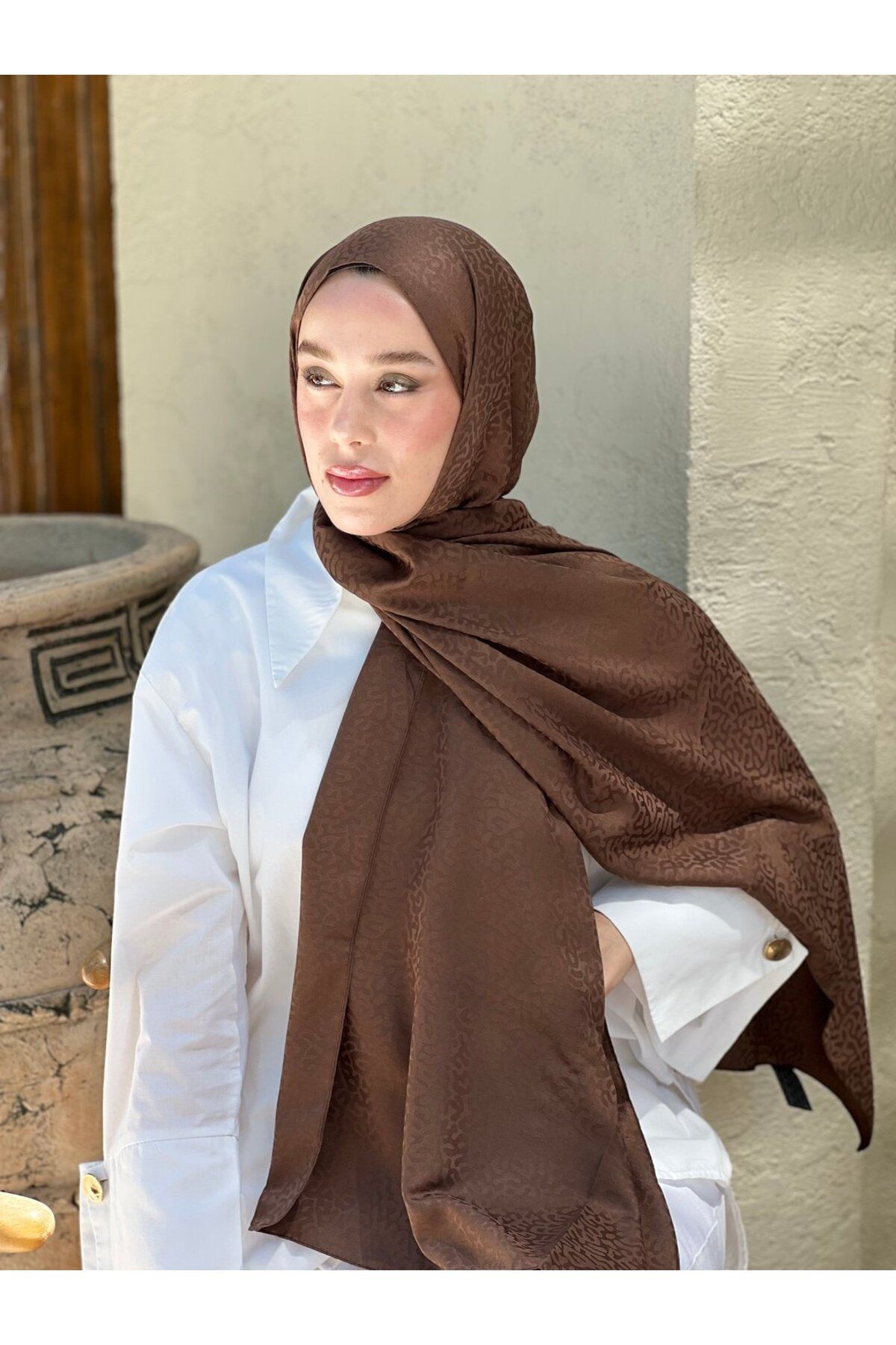 Modakaşmir-Silky Jacquard Series Path Pattern Shawl 1