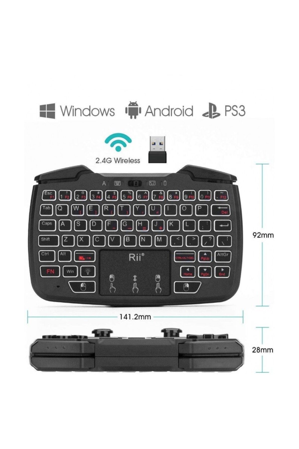OEM-3 in 1 mini wireless keyboard, touchpad, vibration gamepad, turbo for PC, PS3, Android, TV Box 4