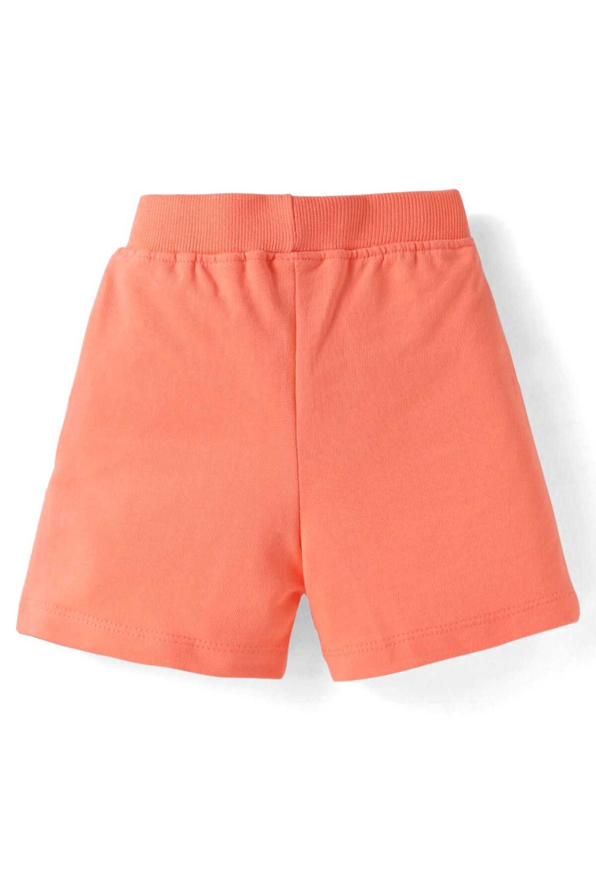 Babyhug-Single Jersey T-Shirt and Shorts Set with Beach Theme Text Print - Peach 5