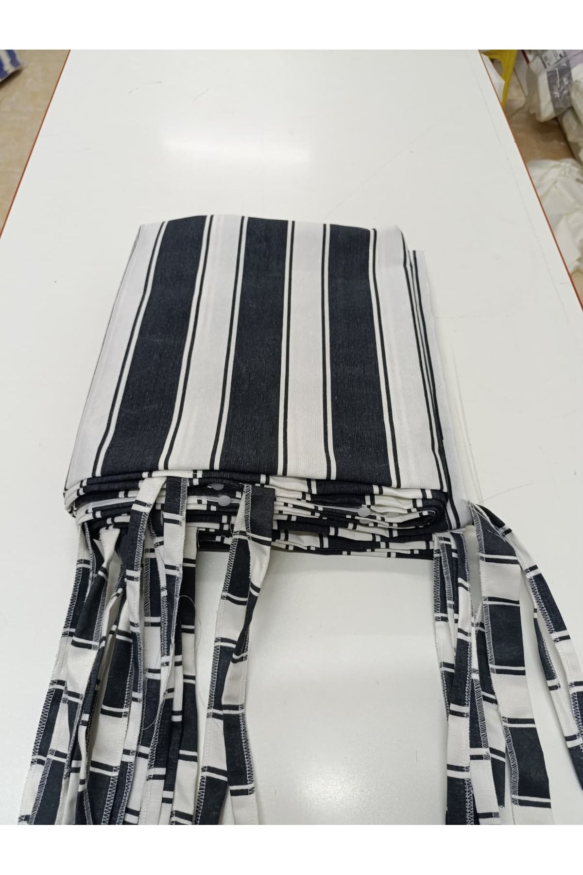 SHY TEKSTİL-Luxury 1St Class Corniced Gray White Balcony Curtain with Width X Height Dimensions 2