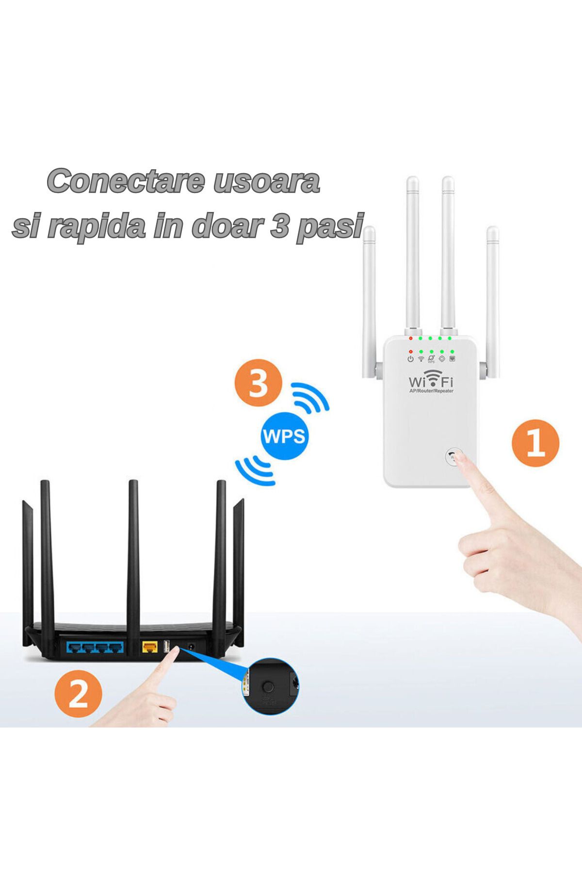 MNS-Wireless Signal Amplifier With 4 External Antennas, Range Extender With Speed Up To 300Mbps, 2.4GHz 4