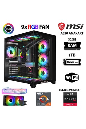 XASER Lexus x740 Ryzen 7 5700x 32GB Ram 1TB M.2 NVMe SSD 16GB RX9060 XT Sıvı ...