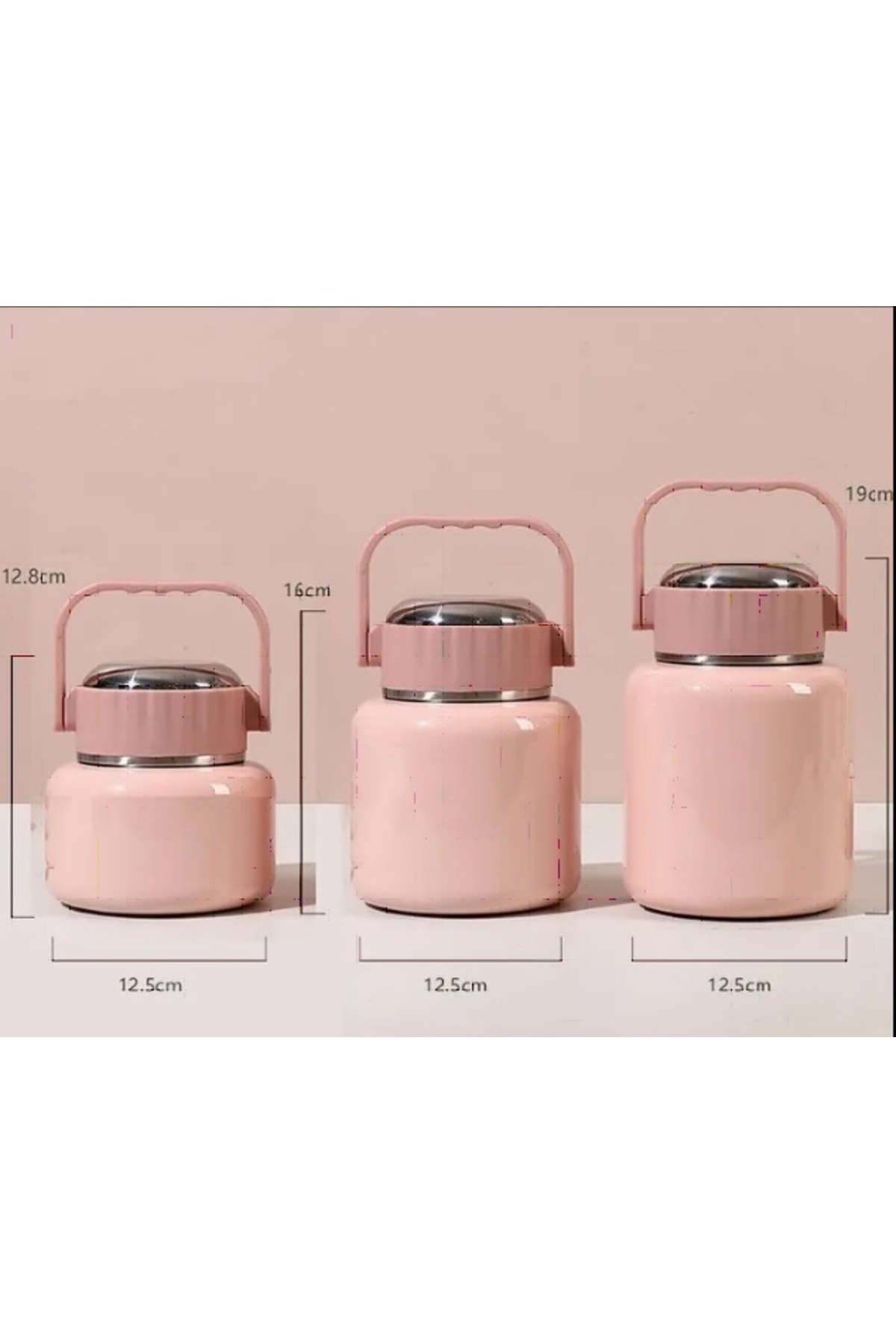 Elista Çelik Mama Termosu sıcak veya soğuk yiyecekler için öğle yemeği termosu 900 ml Pembe fotoğrafı 7 (önizleme)
