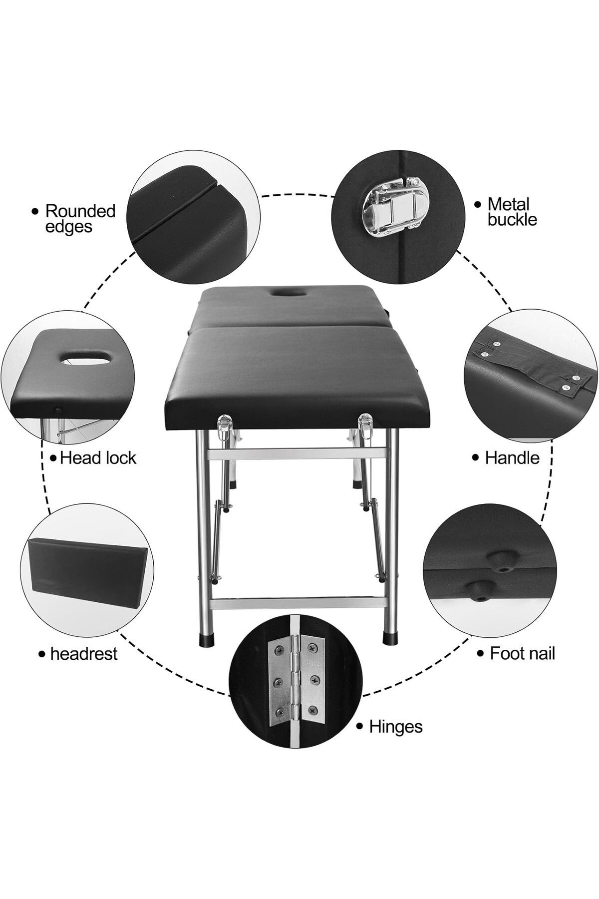 SKY TOUCH-Portable Massage Bed - Sky Touch: Foldable Table with Steel Frame and Two Adjustable Parts in Black 5