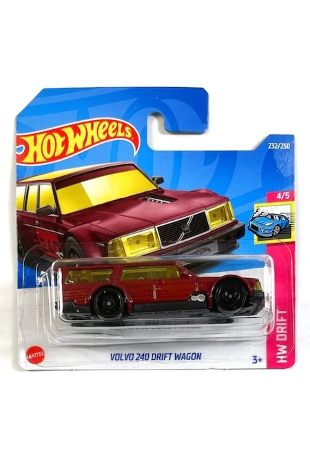 Masinuta Metalica Hot Wheels, Volvo 240 Drift Wagon, Visiniu, 1:64