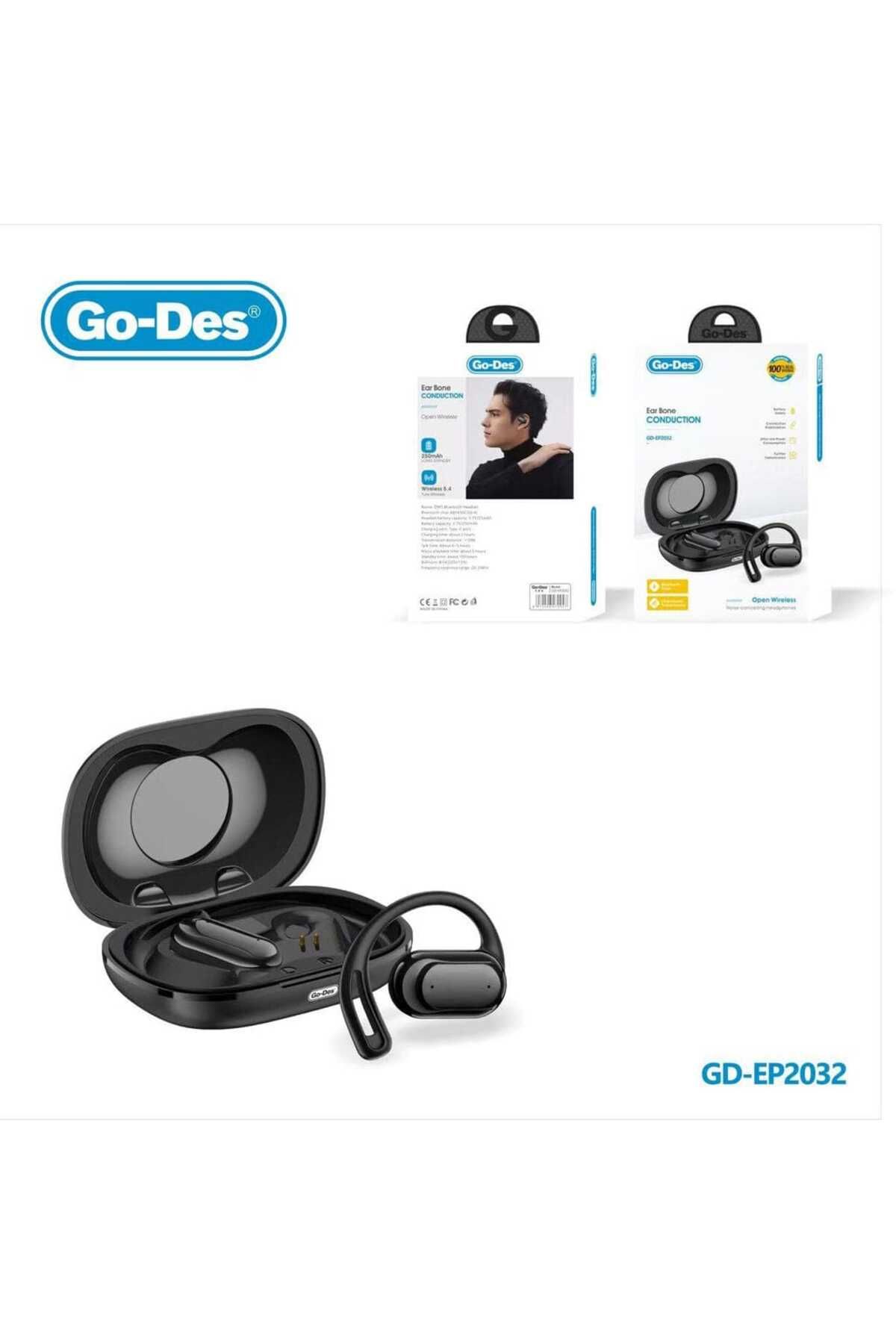 Go-Des-سماعات أذن لاسلكية مفتوحة بتقنية البلوتوث 5.4 وخاصية التوصيل العظمي للأذن وإلغاء الضوضاء ENC أسود 1