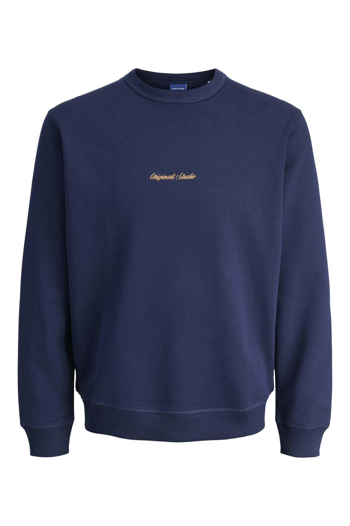 جک اند جونز جک جونز Jornorrebro Emb Sweat Crew Pls سویشرت مردانه آبی سرمه ای سایز پلاس 12288203-04