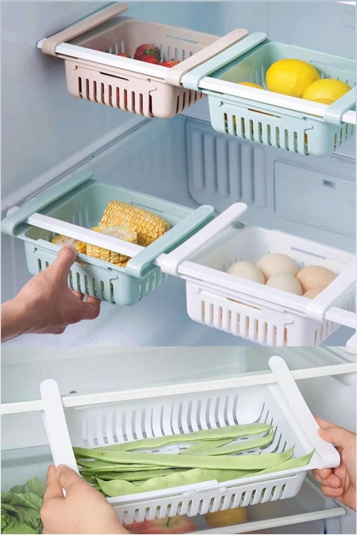 Bayev-Bunker 3 Pieces Adjustable Refrigerator Cabinet Organizer Basket Drawer Shelf Organizer-Shelf Basket 2