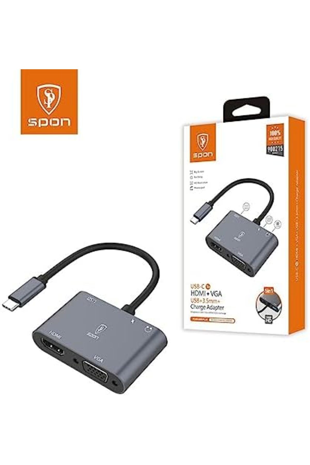 Spon-محول USB C متعدد المنافذ 5 في 1 من SB Spoon 4
