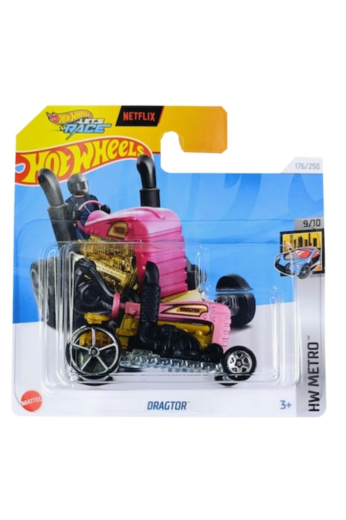 Masinuta Hot Wheels Dragtor, Roz si Auriu,1:64