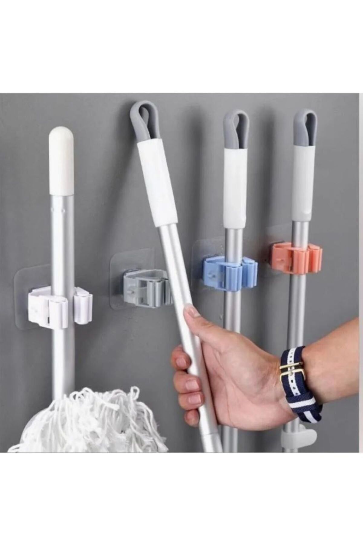 Wall Mounted Mop Mat And Squeegee Holder Bathroom Marble Wall Adhesion Feature 2 Pcs