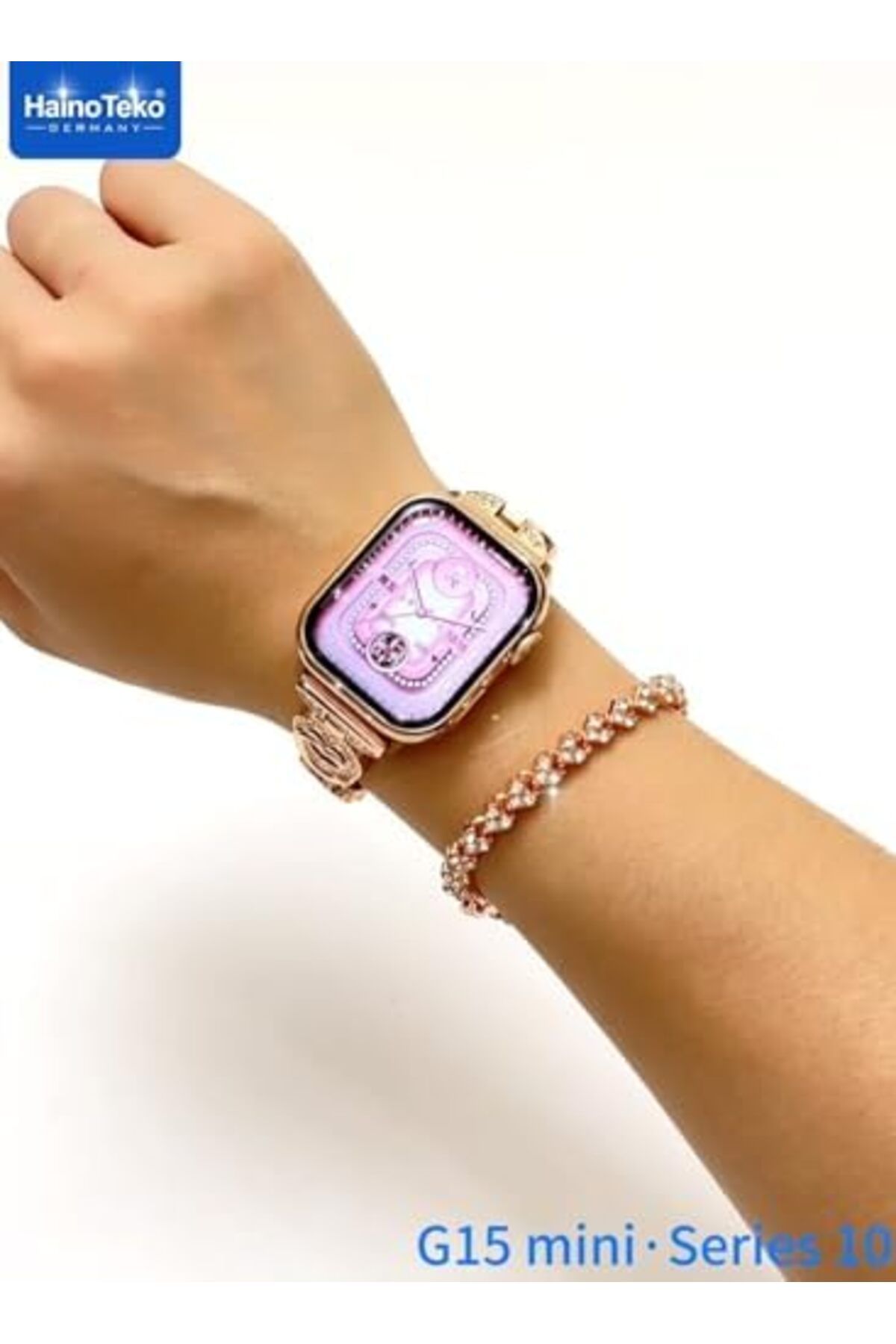 HAINOTEKO-G15 Mini Smart Watch Series 10 Stylish Combo with Analog Watch and Bracelet With 3 Pair St 5