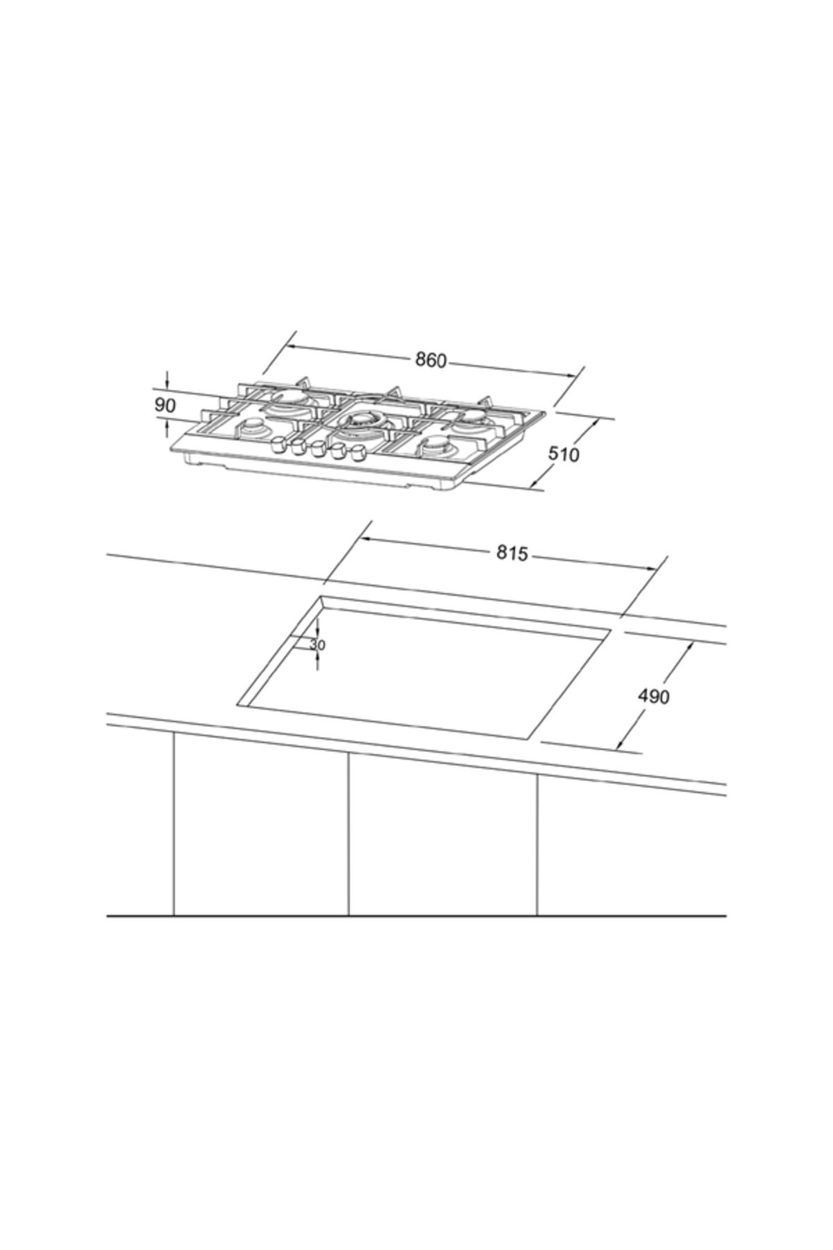Midea-Midea Gas Hob - 5 Burners with Auto Ignition Function - Silver - 93.2 x 60.2 cm 5