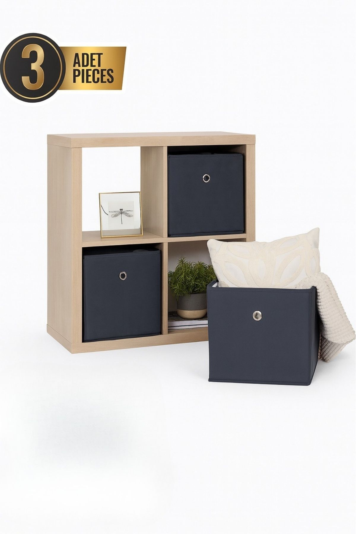 Hesaplı Kasa-Shelf Organizer Set of 3, Organizer Organizer Box, Anthracite 2