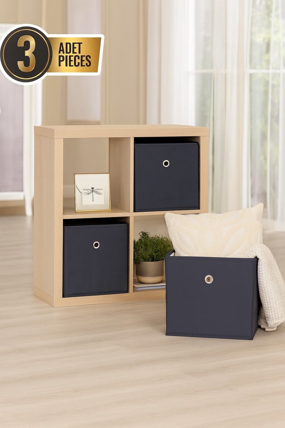 Hesaplı Kasa-Shelf Organizer Set of 3, Organizer Organizer Box, Anthracite 1
