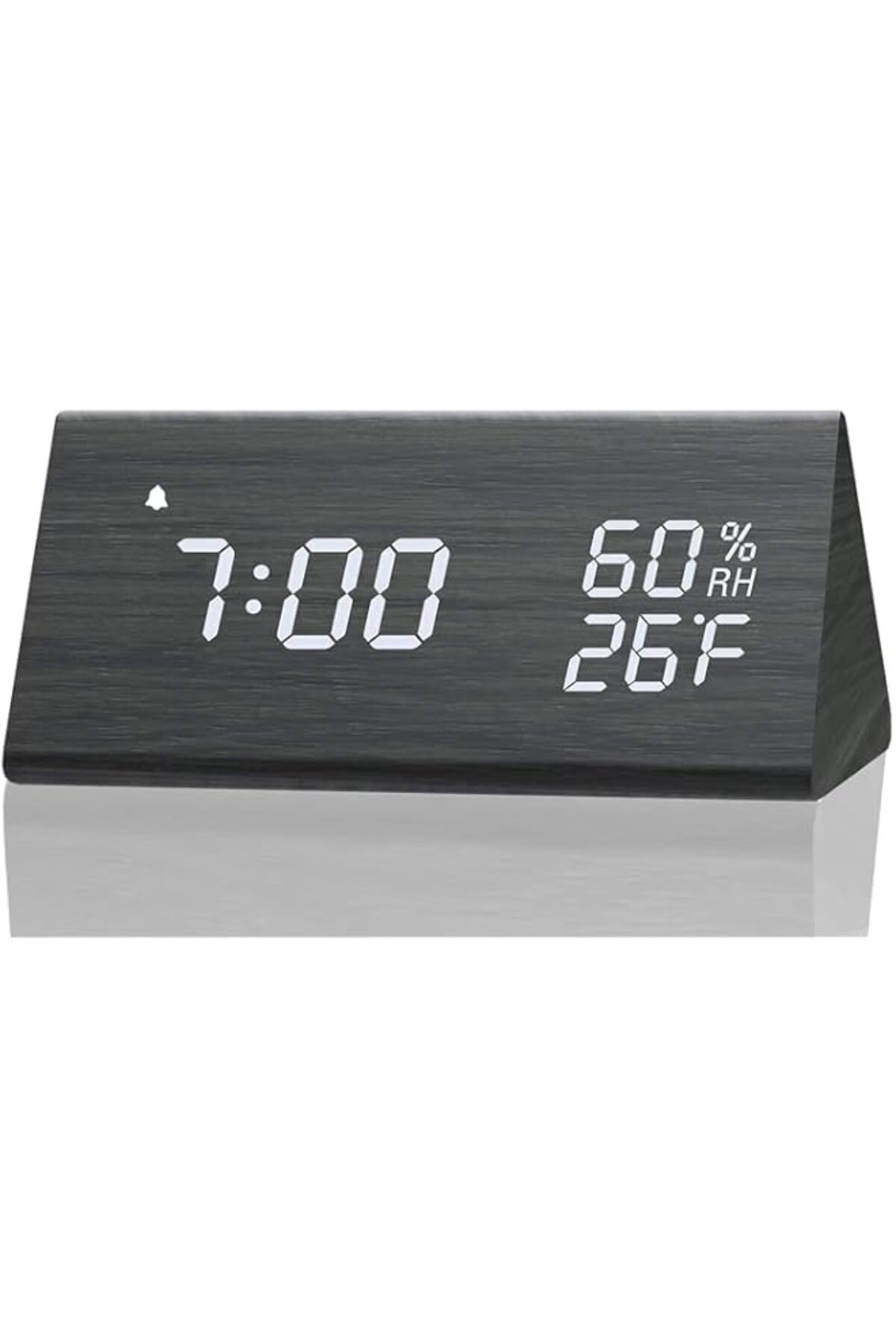 Generic-Fegishilly Digital Alarm Clock, with Wooden Electronic LED Time Display, 3 Alarm Settings, Humidity 1
