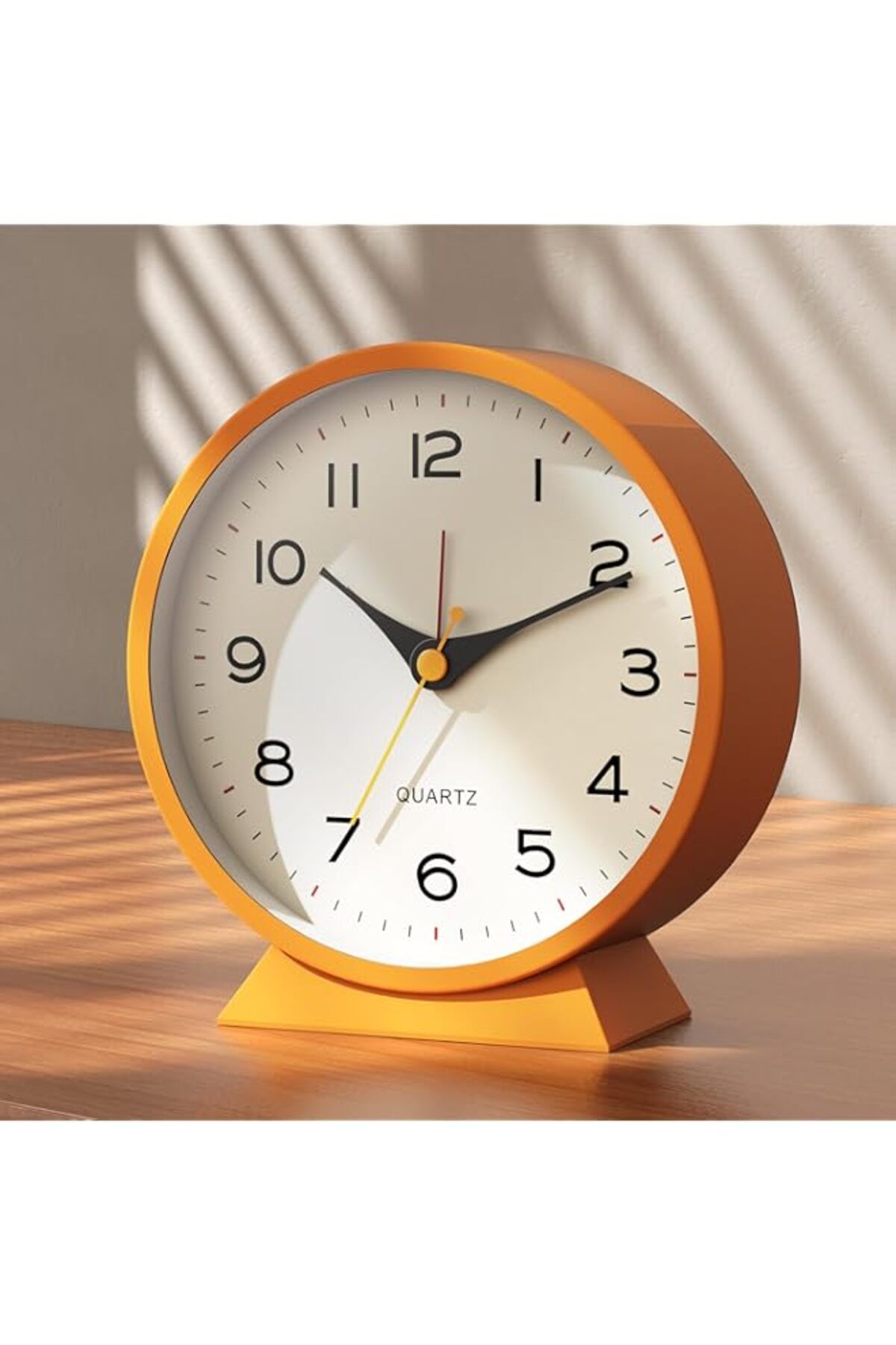 Generic-Analog Alarm Clock, 4.5"Small Retro Desk Clock Battery Operated,Slient Metal Table Clock with Light 1