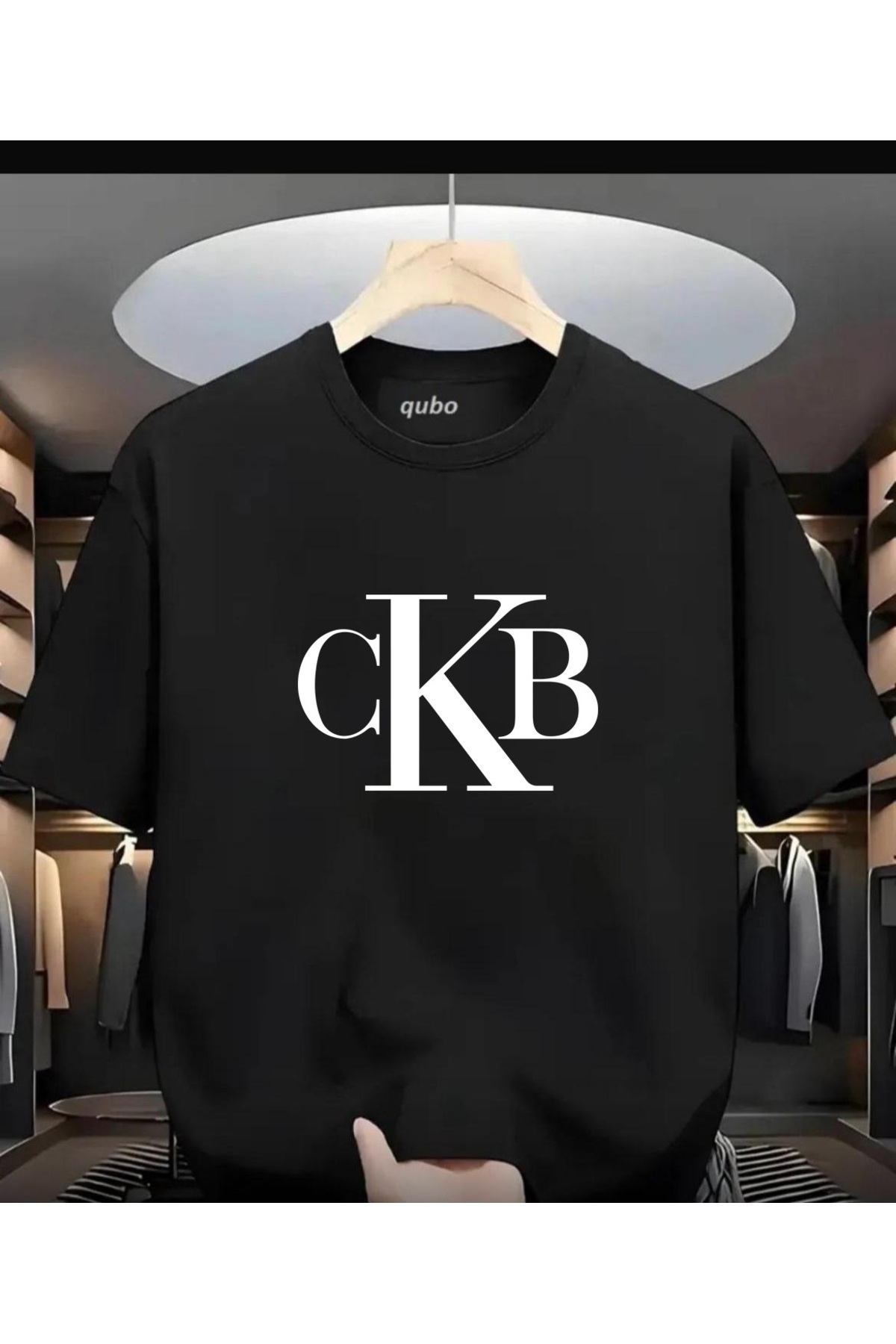 qubo sportswear & company qubo Unisex Oversize εμπριμέ βαμβακερό λαιμόκοψη κοντομάνικο μαύρο μπλουζάκι