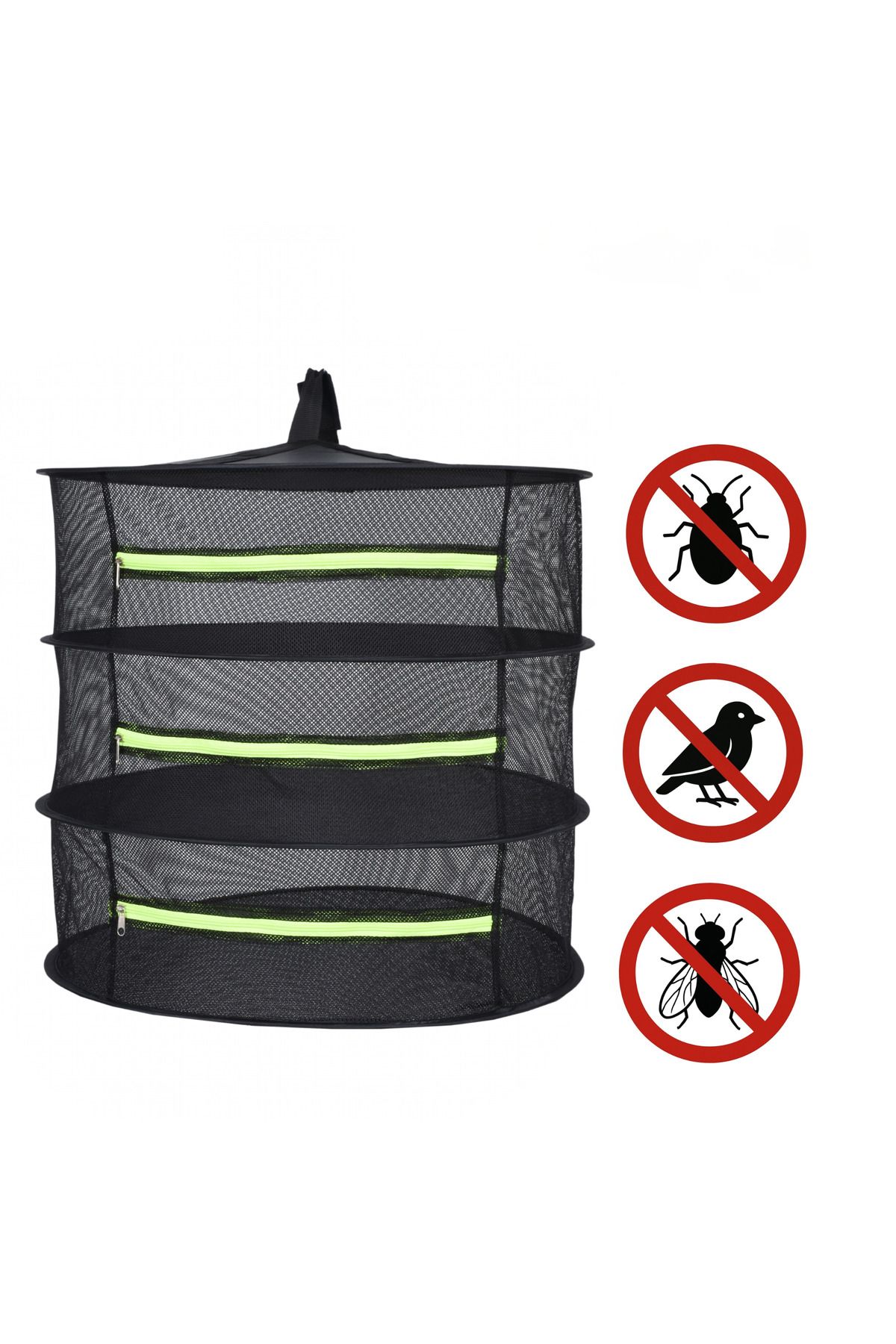 ULZKA-Luxury 3 Layer Zippered Fruit and Vegetable Drying Net |   Foldable Fruit Vegetable Natural Drying Basket 4