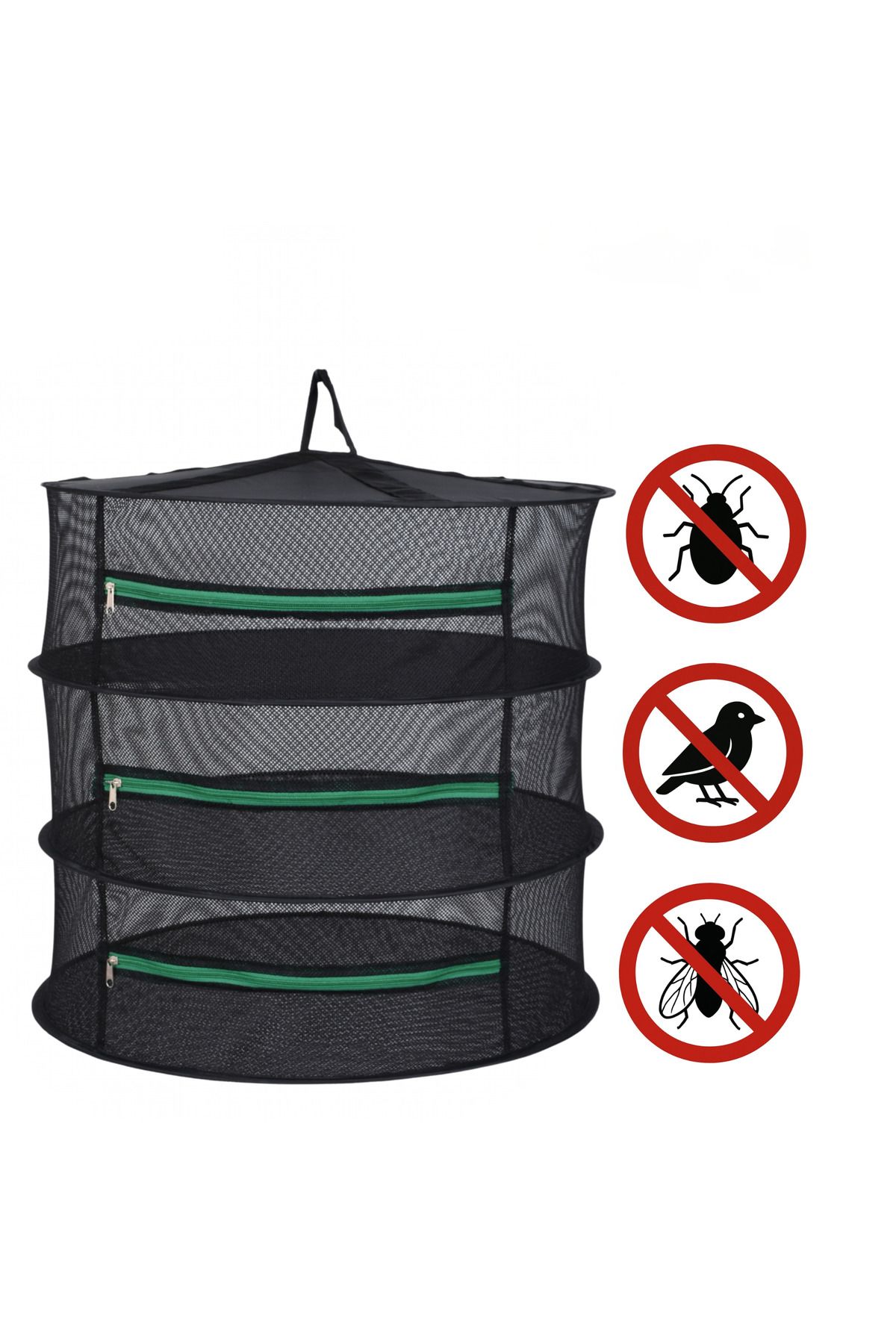 ULZKA-Luxury 3 Layer Zippered Fruit and Vegetable Drying Net |   Foldable Fruit Vegetable Natural Drying Basket 4