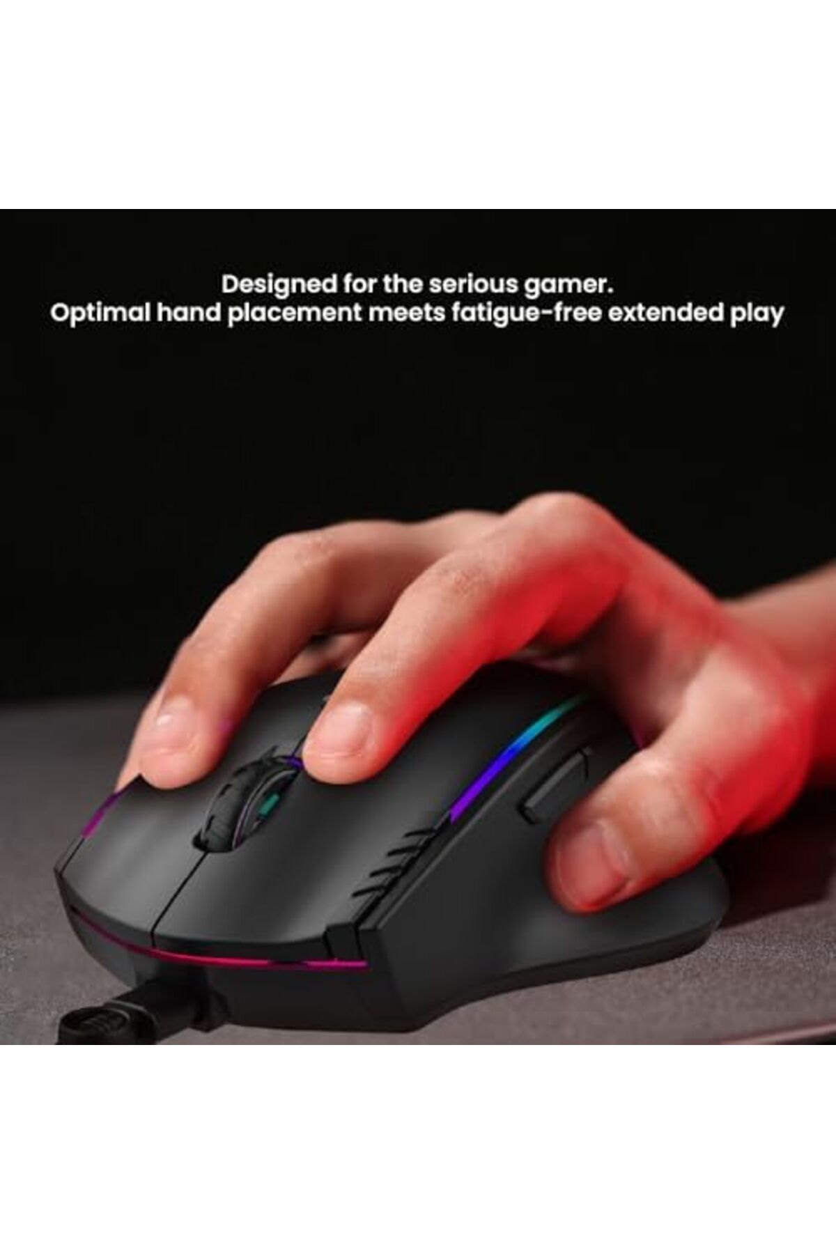 seeken-ماوس ألعاب | RGB مريح لأجهزة الكمبيوتر الشخصية وأجهزة ماك ولينكس | ماوس سلكي مزود بتقنية بصرية عالية الدقة 4