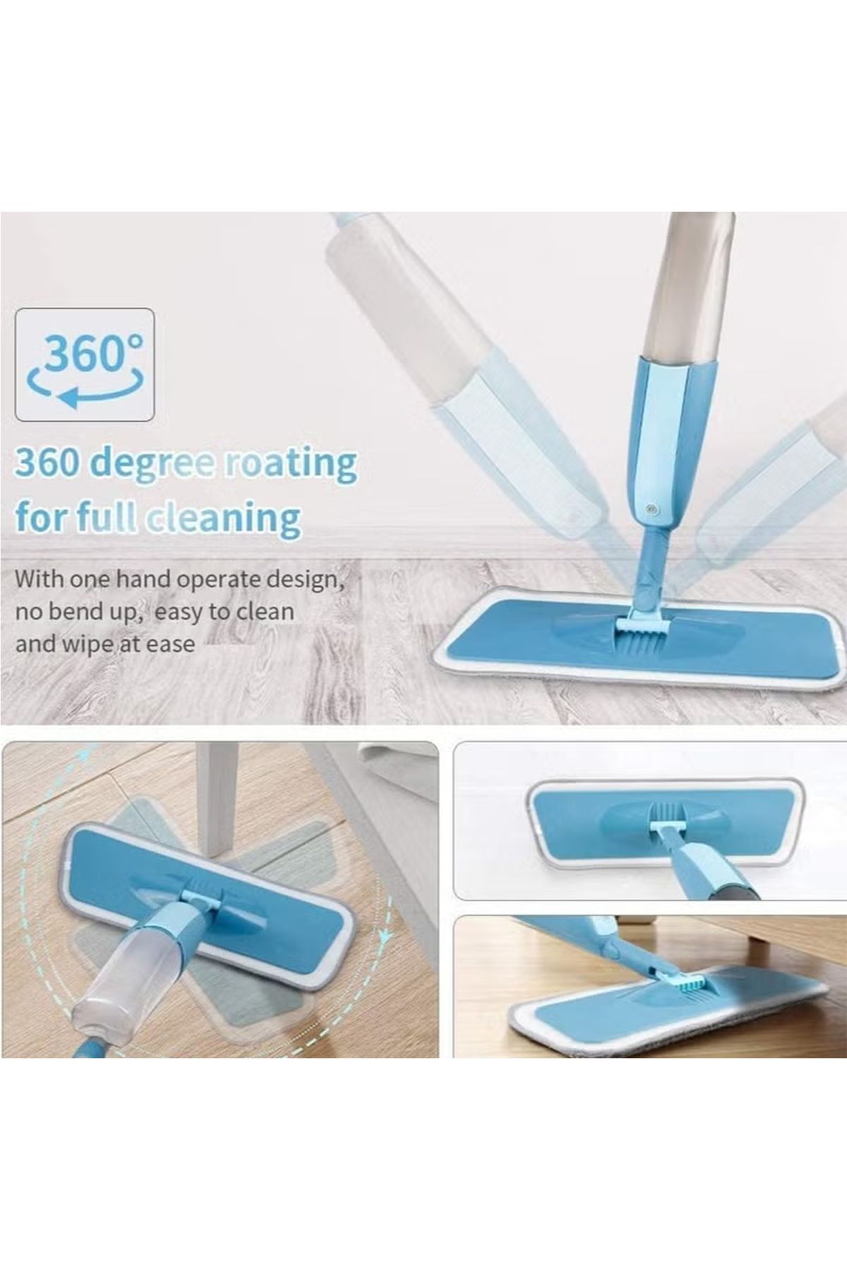 ZOLELE-Premium Water Spray Mop With 3 Reusable Pads Sprayer 360 Degree Rotating Handheld Washable 4