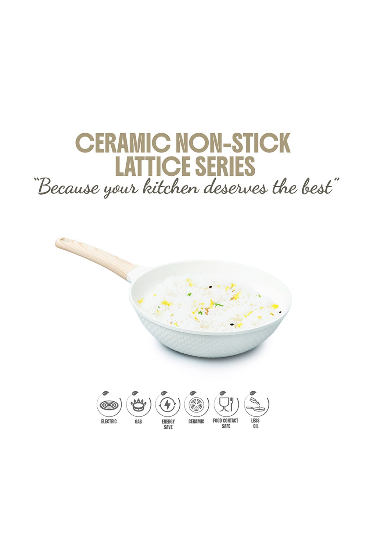 VAV GET-Ceramic Non-Stick Lattice Series 28 CM Wok With Lid – Induction Compatible. 4