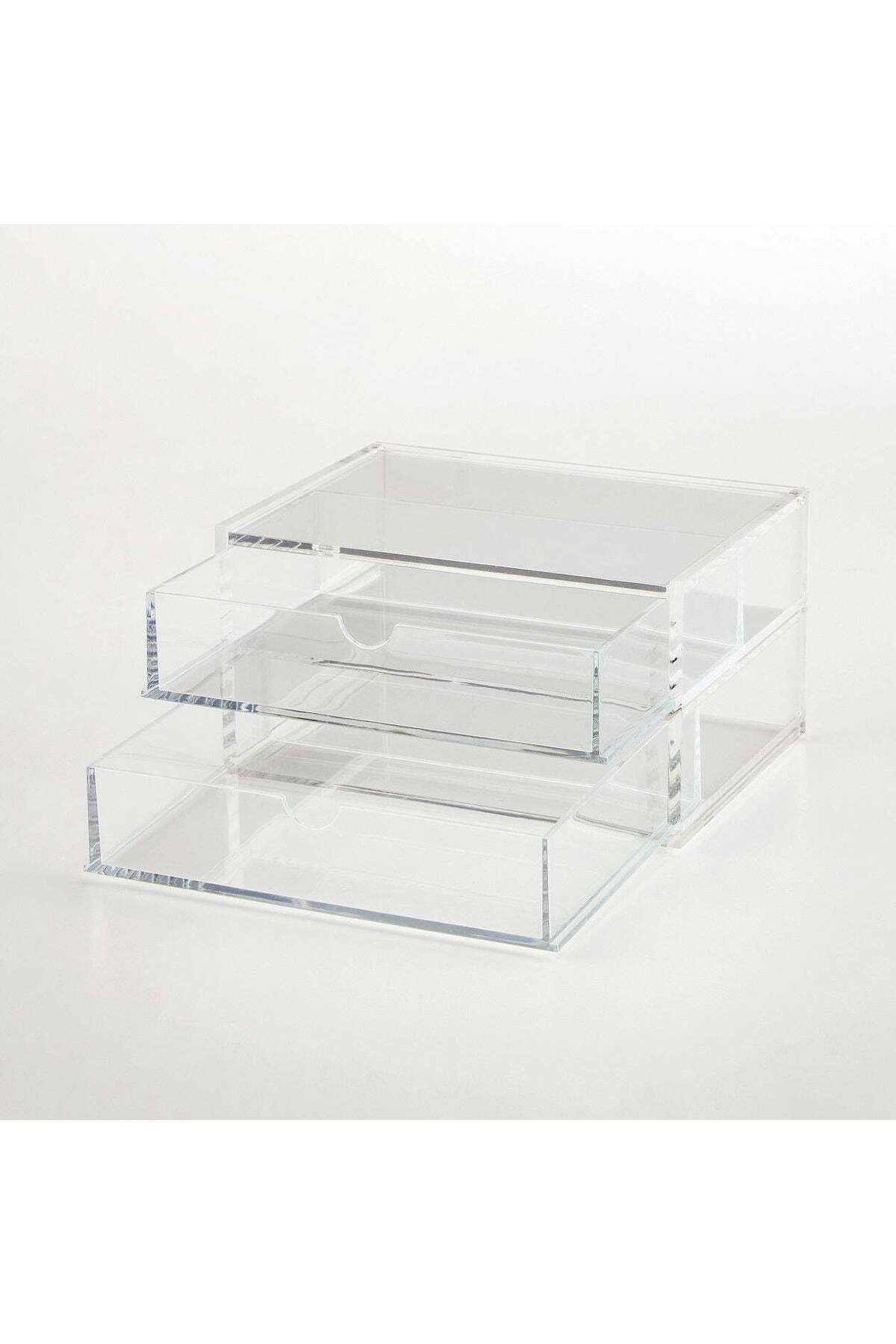 Muji-Stackable Acrylic Storage Case with 2 Layered Lid Drawer, Clear, 175 x 130 x 95 mm 3