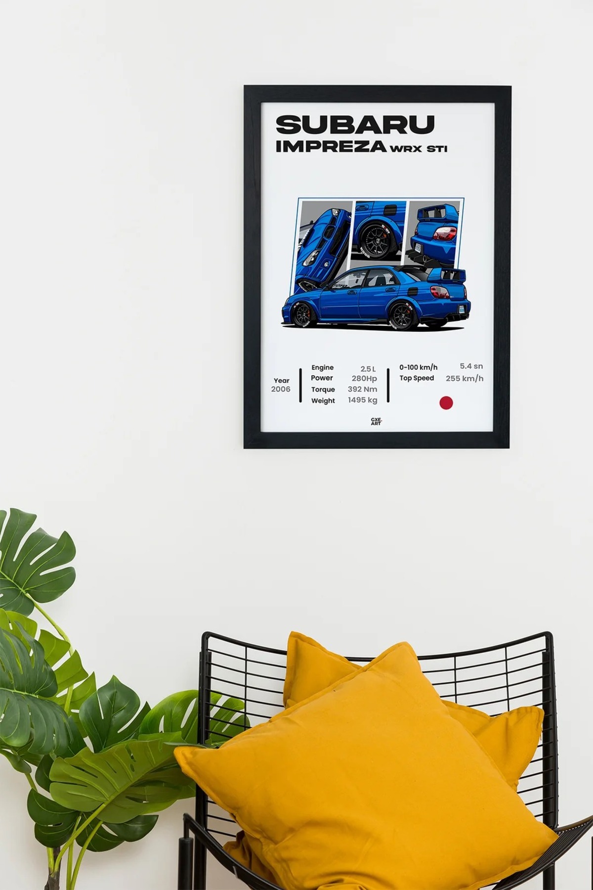 gxe.art Subaru Impreza WRX STI Siyah Çerçeveli Tablo Poster