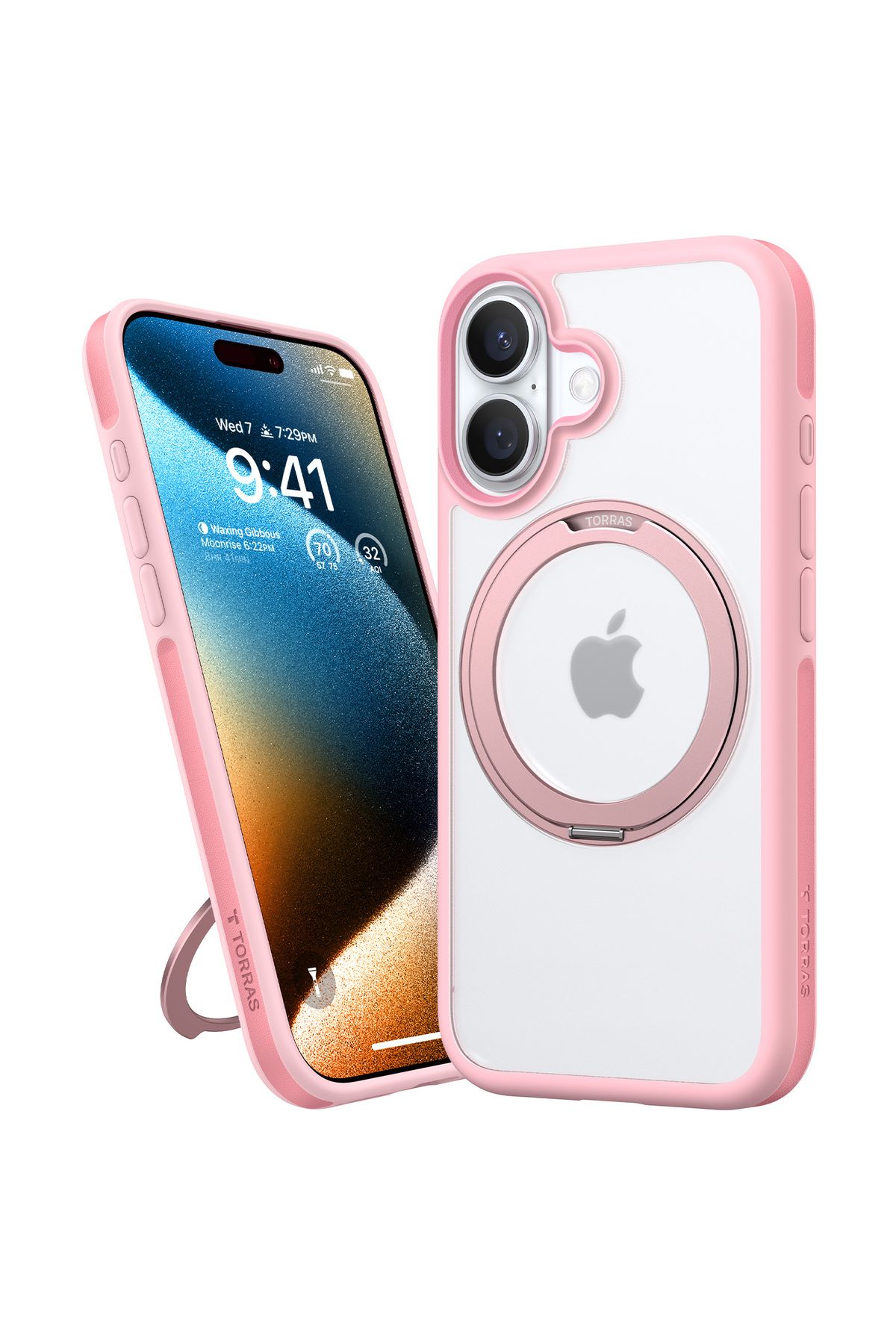 TORRAS-Upgraded 360°Rotatable Magnetic Ring for iPhone 16 Plus Case, Fit for MagSafe with Stand & Ring Hol 3
