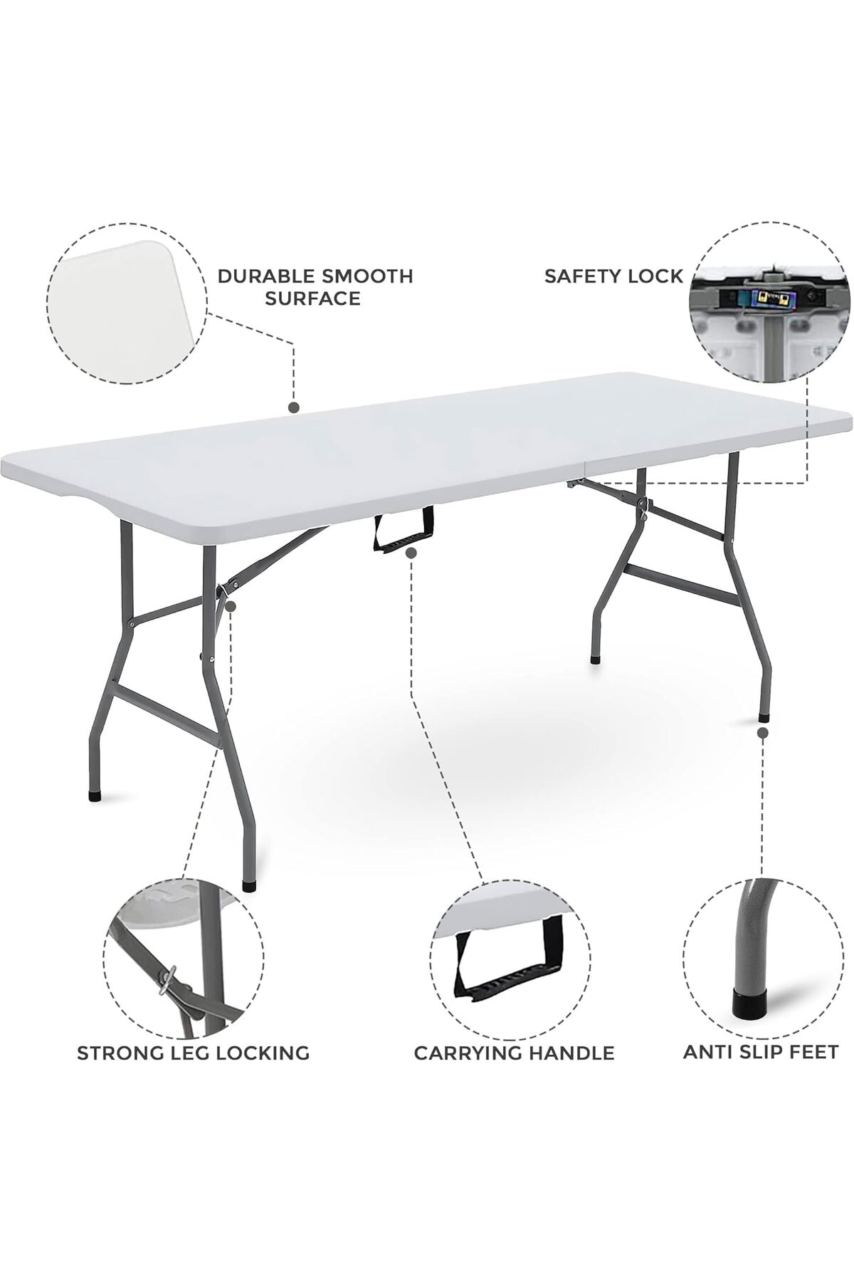 طاولة نزهة قابلة للطي خفيفة الوزن من سكاي تاتش، 180 × 75 سم