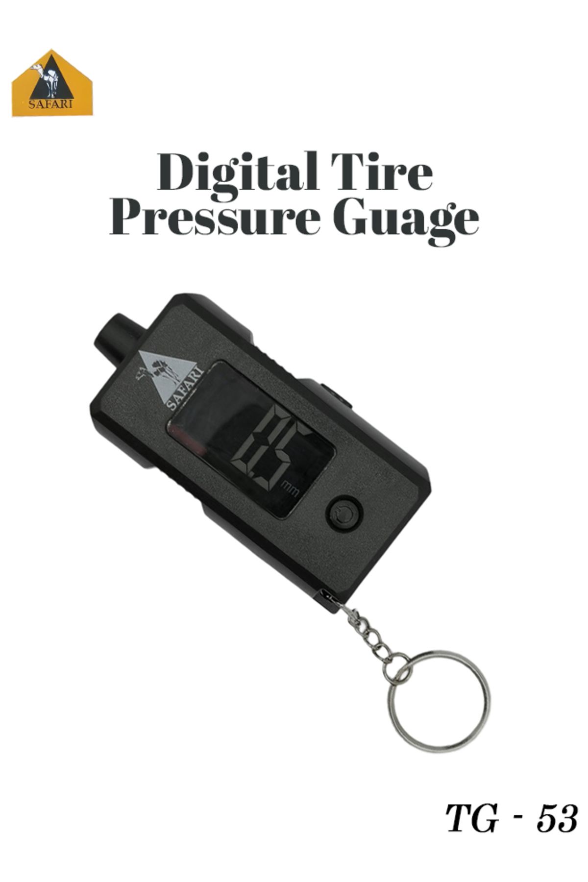 Safari-TG-53 Digital Tire Pressure Gauge with LCD Display and Key Ring – Compact Car Tool 1