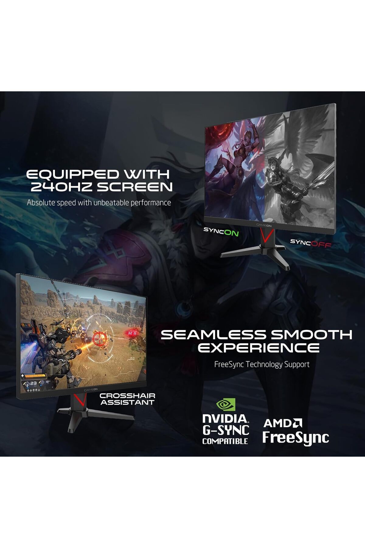 GAMEON-GOMD27QHD240IPS, Gaming Monitor 240Hz QHD, IPS, 0.5ms MPRT, HDMI 2.1 & DP 1.4, Console compatible 2