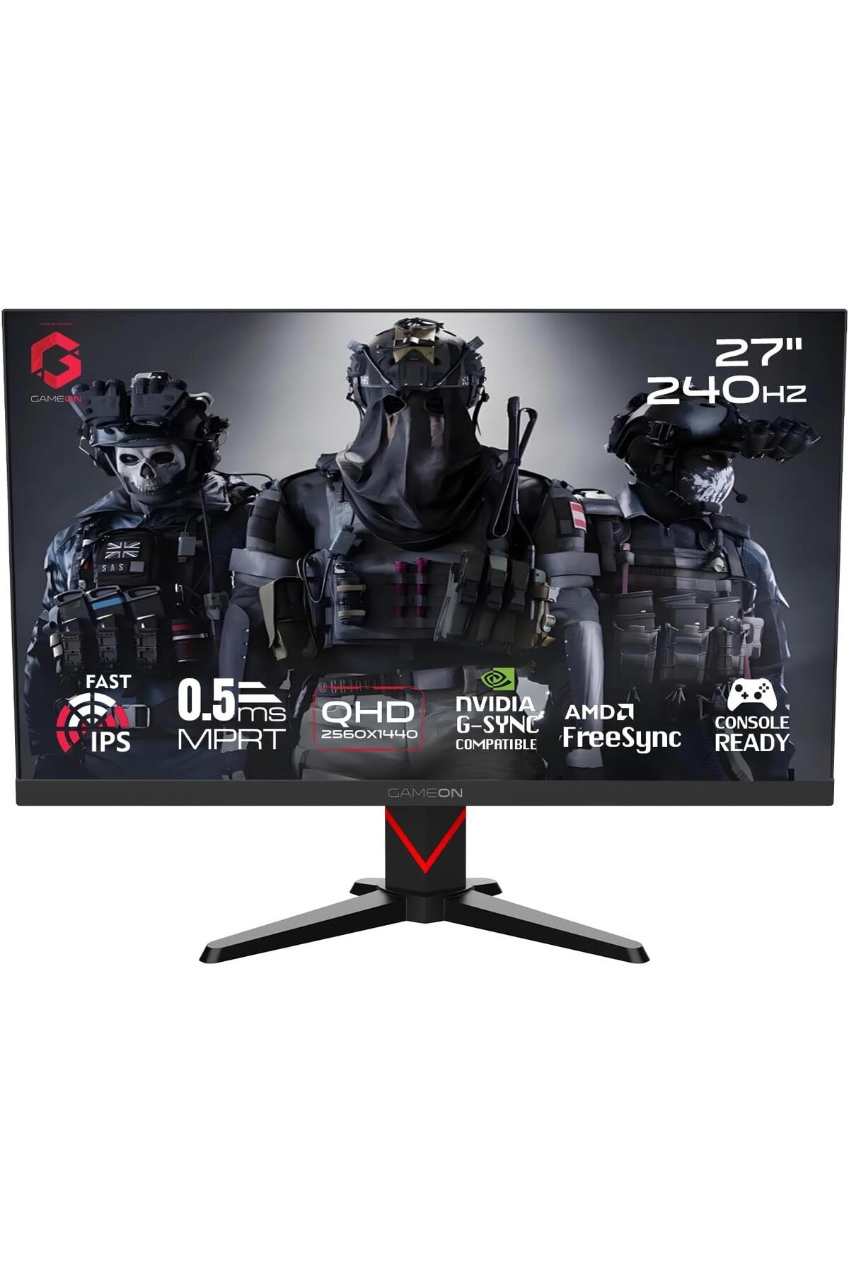 GAMEON-GOMD27QHD240IPS, Gaming Monitor 240Hz QHD, IPS, 0.5ms MPRT, HDMI 2.1 & DP 1.4, Console compatible 1
