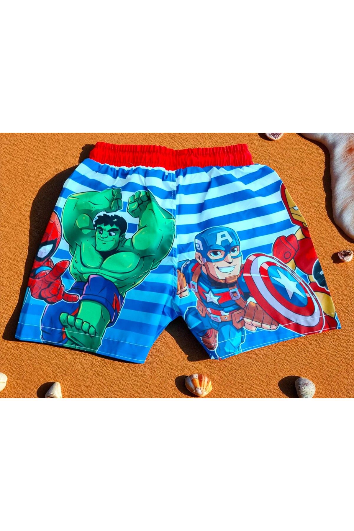 MİLAYS LİFE HOME COLLECTİON-Boy's Character Printed Lace-Up Sea and Pool Shorts with Netting Inside 2