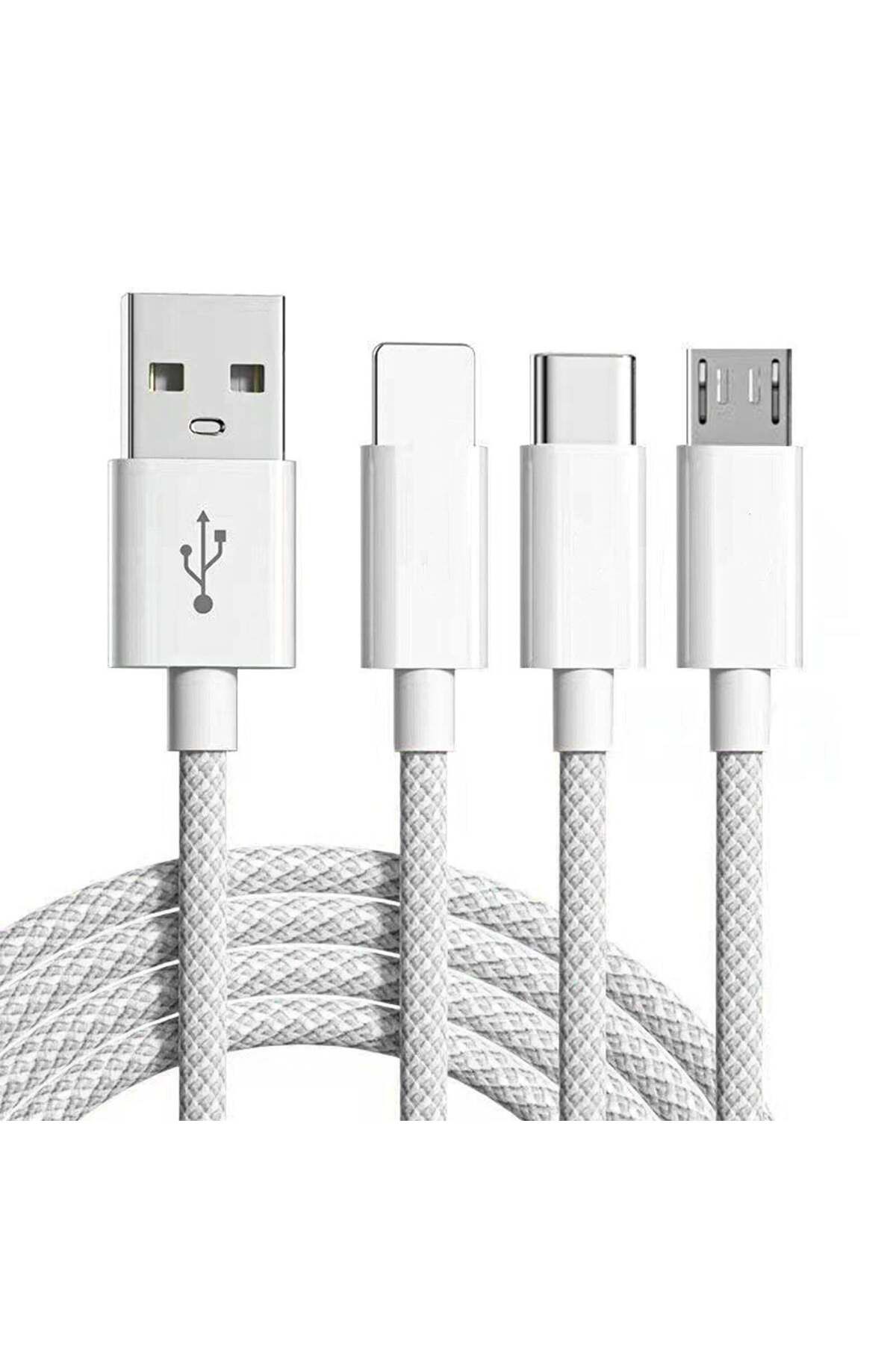 Timebox-Cablu de date și încărcare rapidă, 3 în 1, QC 3.0, 66W, USB, Tip-C, Iluminare, Micro-USB, 1.2m, Gri 1