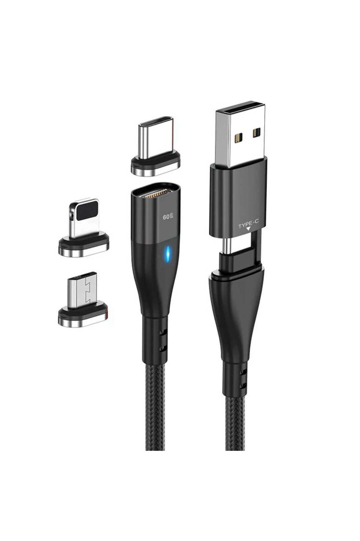 Timebox-Cablu de date și încărcare rapidă, 6 în 1, QC 3.0, 60W, magnetic, USB, tip C, tip Lightning, Micro-US 1