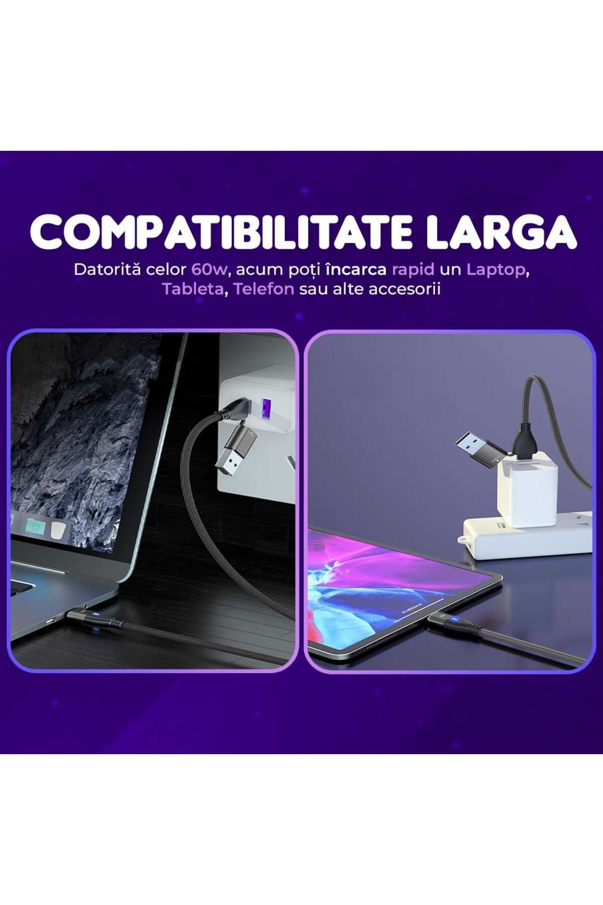 Timebox-Cablu de date și încărcare rapidă, 6 în 1, QC 3.0, 60W, magnetic, USB, tip C, tip Lightning, Micro-USB 3