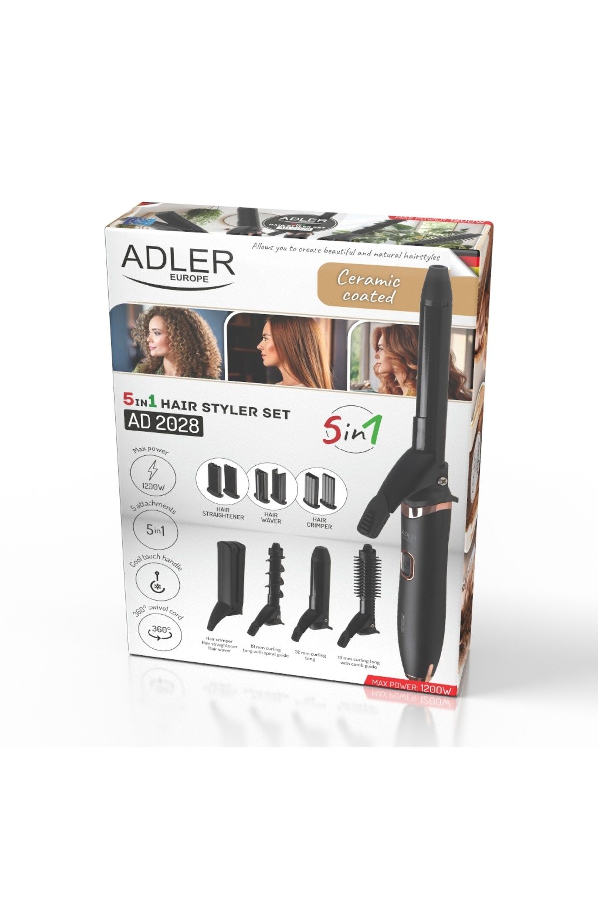adler-Σετ styling AD2028, ισιωτικό μαλλιών, σίδερο για μπούκλες, κρεπ 8