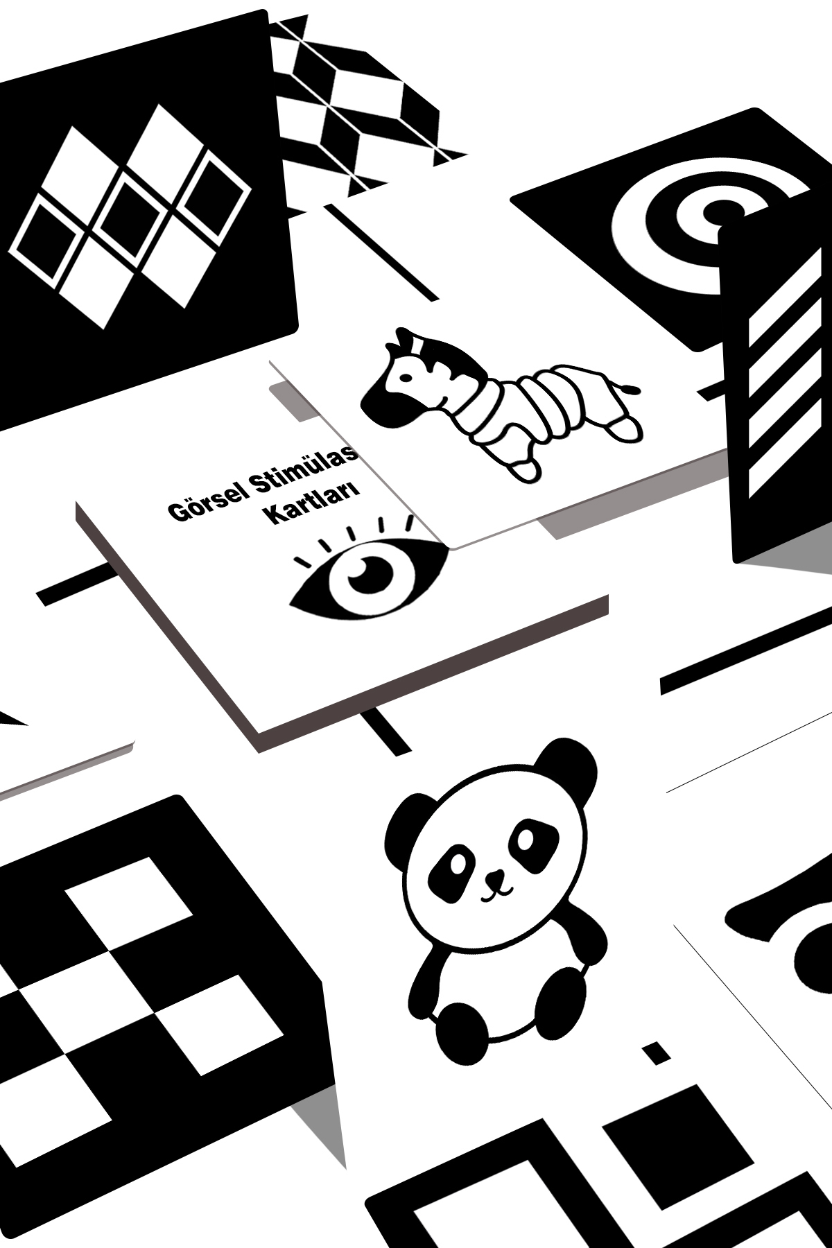 Genel Markalar Siyah Beyaz Bebek Zeka Kartları, Yenidoğan Beyin Gelişimi Eğitici Kart, Hediyelik, 0-3 Ay, 36 Adet fotoğrafı 4 (önizleme)